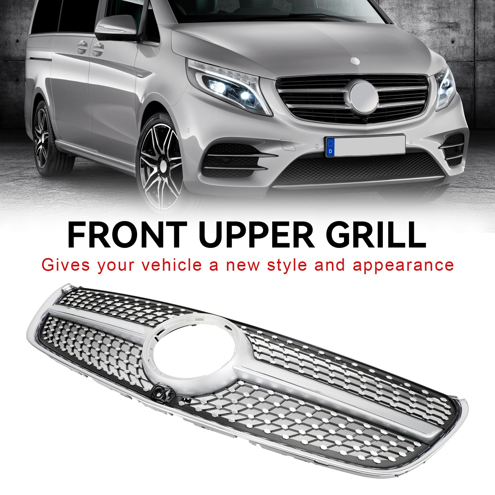 2014-03.2019 Mercedes Benz V-Klasse W447 Diamond Front Bovenste Grille Grille