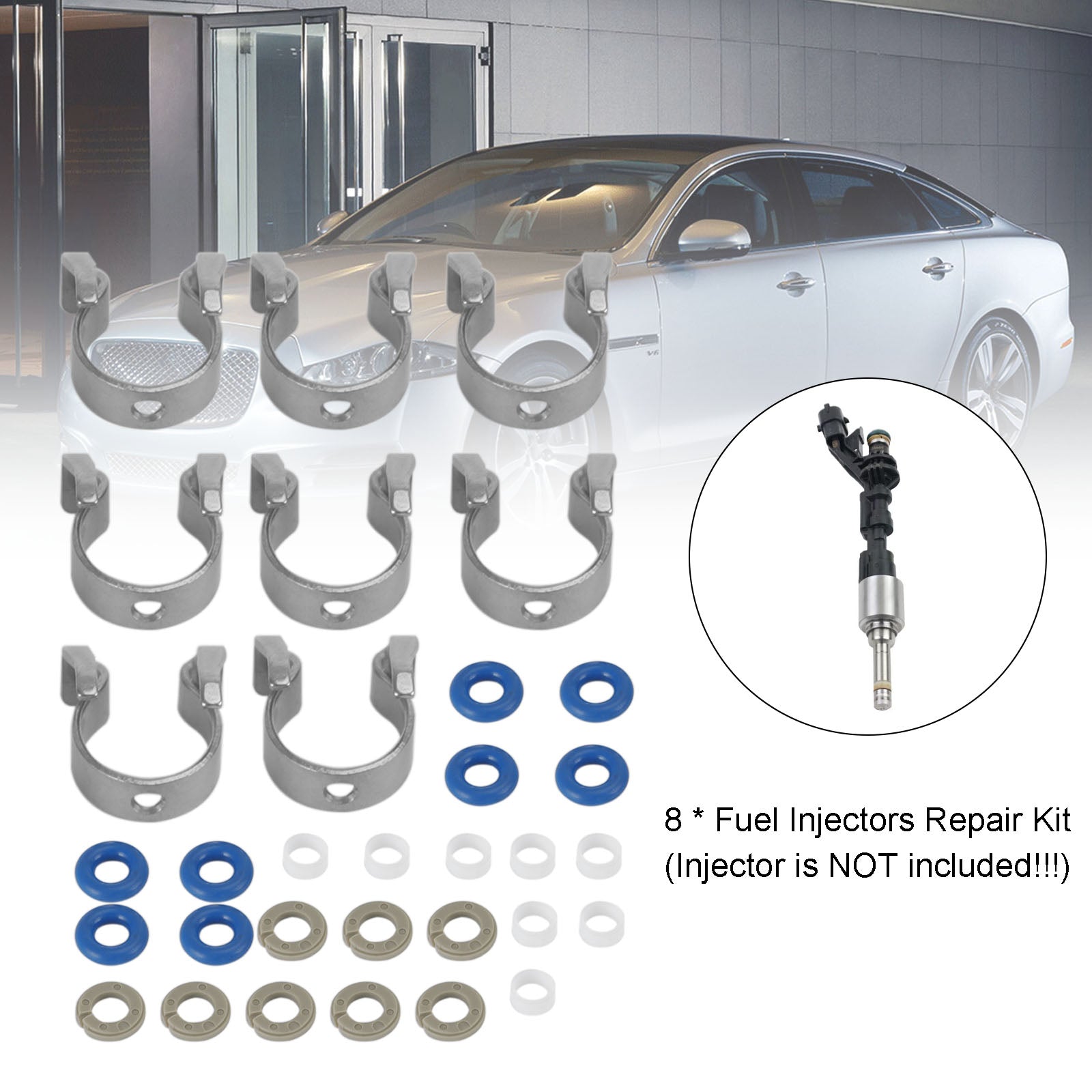 8pcs drivstoffinjektorer Reparasjonsforseglingssett 0261500105 Fit Range Rover Fit Jaguar 5.0L