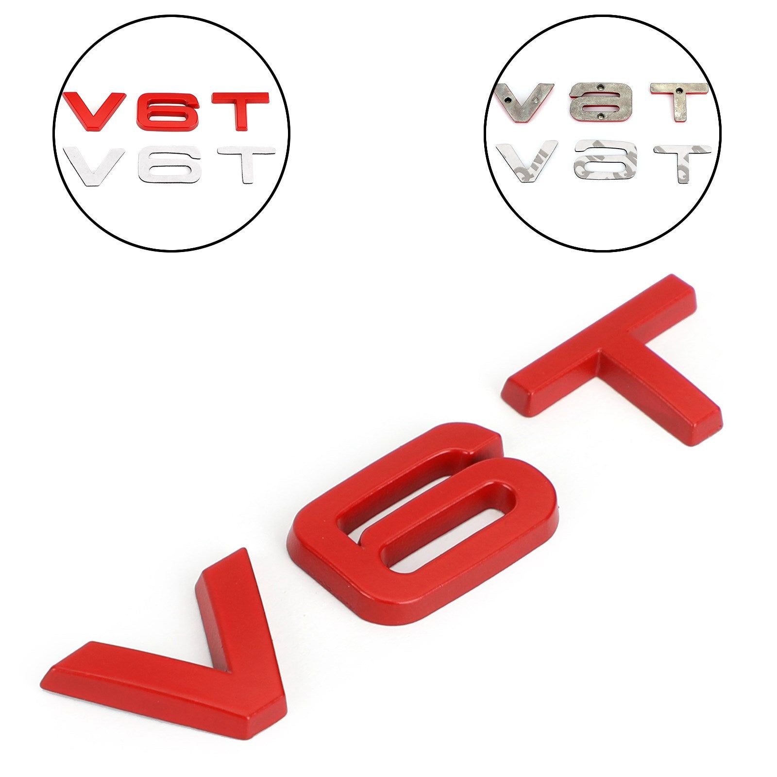 V6T Emblem Badge Fit för Audi A1 A3 A4 A5 A6 A7 Q3 Q5 Q7 S6 S7 S8 S4 SQ5 Red Generic