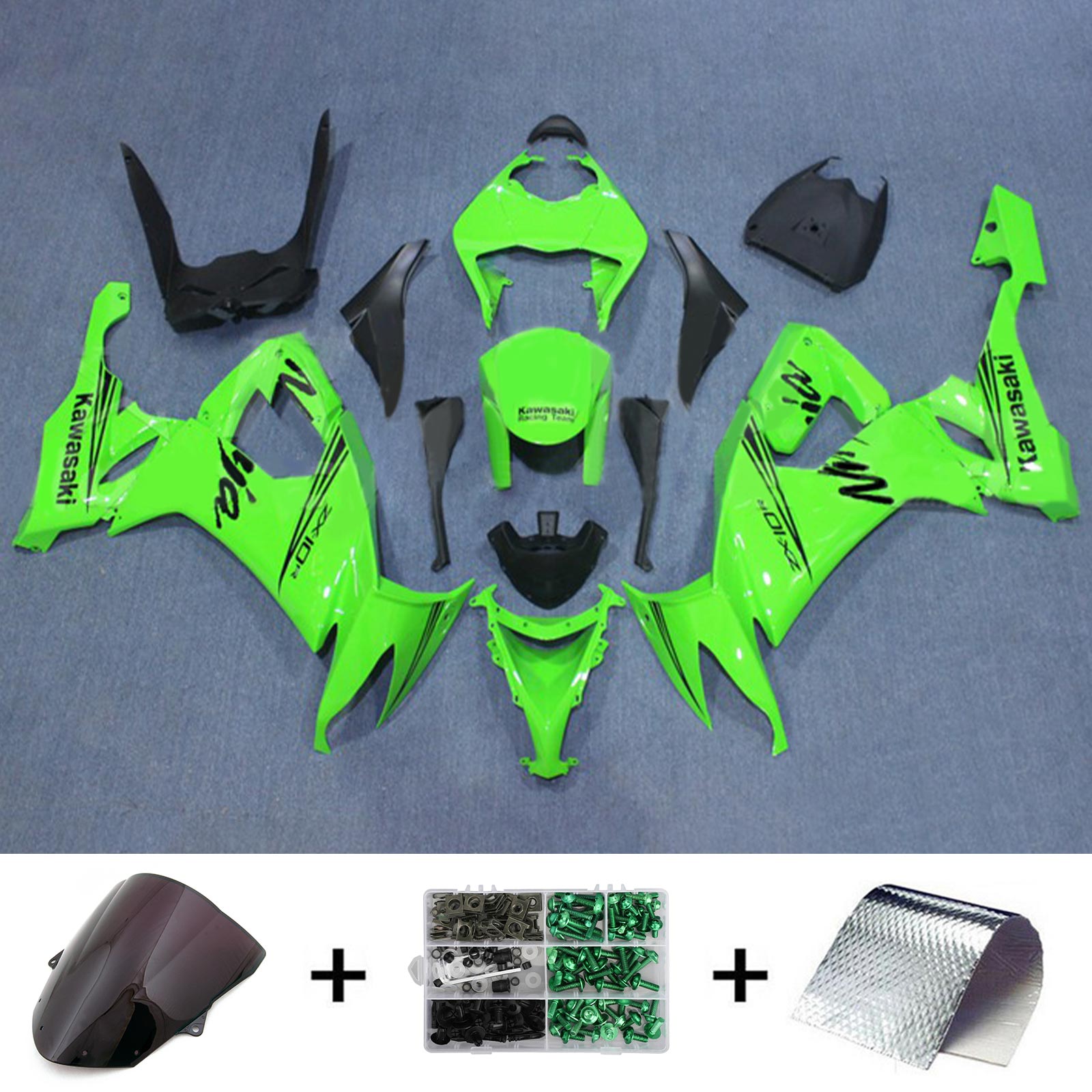 2008-2010 Kawasaki ZX10R Injeksjon Fairing Kit Bodywork Plastic ABS#129