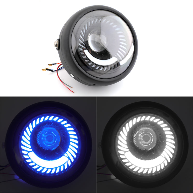 6.5 '' Motorsykkel Universal Blue/White LED -frontlys for Cafe Racer Custom Generic