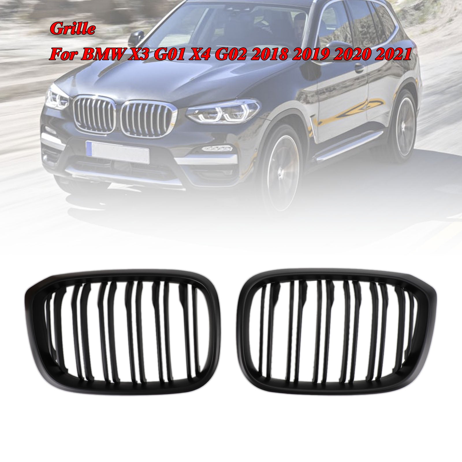 2018-2021 BMW X3 G01 X4 G02 Pair Kidney Grill Grille 51138469959 51138469960 51138091725 51138091726 générique