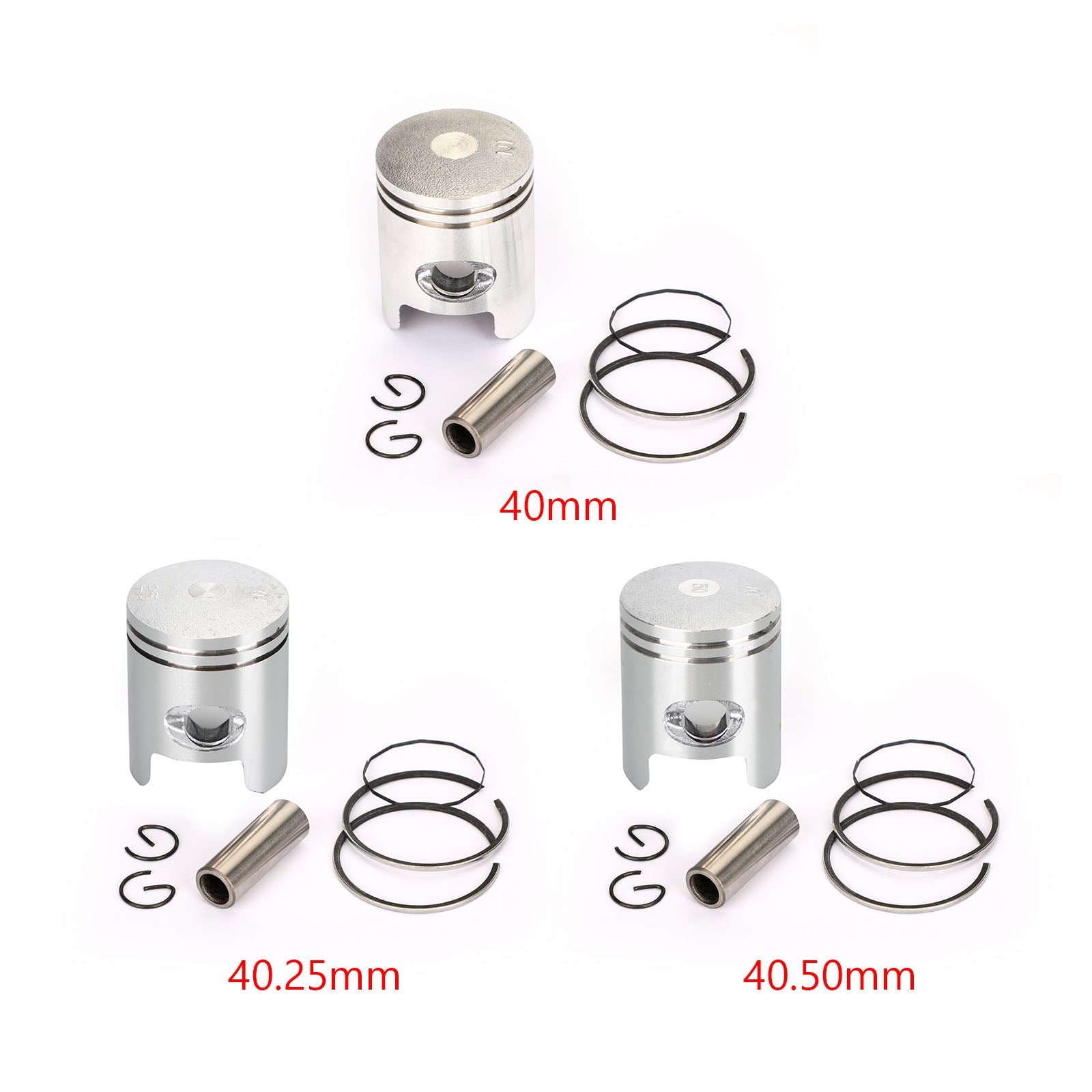 Stempelringklemmesett for Honda Live Dio Zx50 Topic Ww50 Bly Nh50 STD (40 mm) 0,25 mm (40,25 mm) 0,50 mm (40,50 mm) BorestĂžrrelse Generisk
