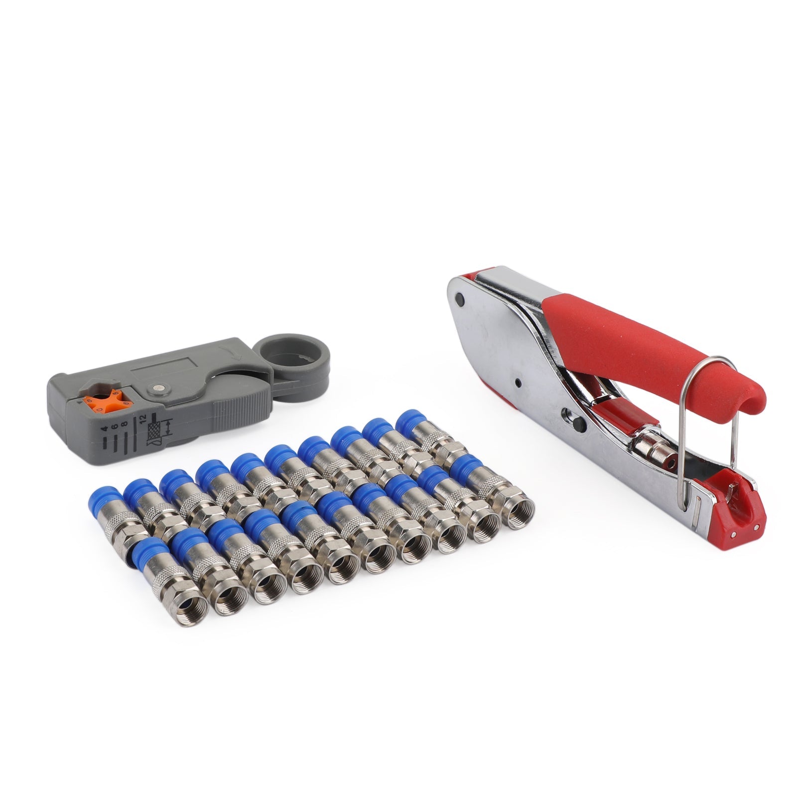 Kompresný striptér Nástroj Coaxiálny Crimper F-Type + 20ks RG6 Crimp Connectors