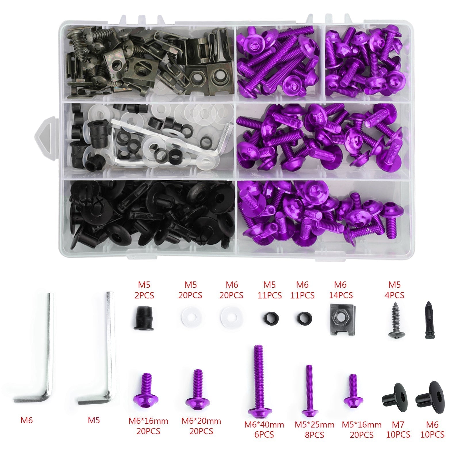Kit de carrocería de tornillos de carenado morado para Yamaha YZF R6 R1 R3 R25 FZ07 FZ09