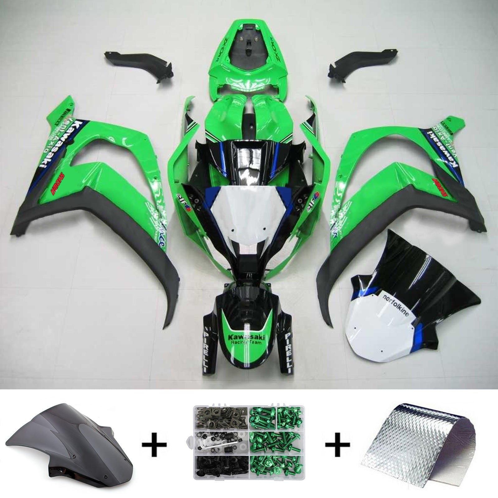 2011-2015 Kawasaki ZX10R Amotopart Injeksjon Fairing Kit Bodywork Plast Abs #106