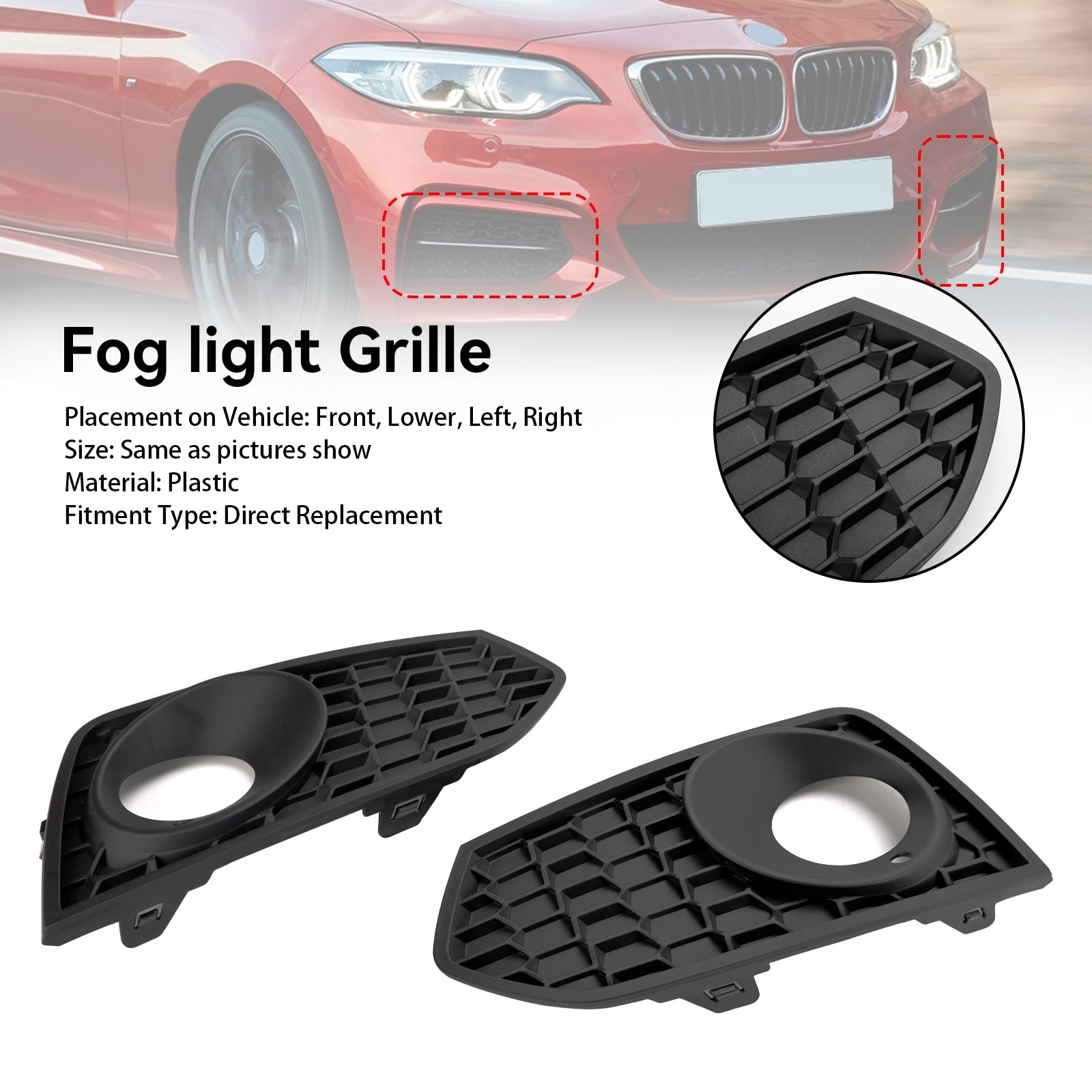 BMW 2 Series F22 F23 M Sport 2st Front Bumper Fog Light Grille Grill