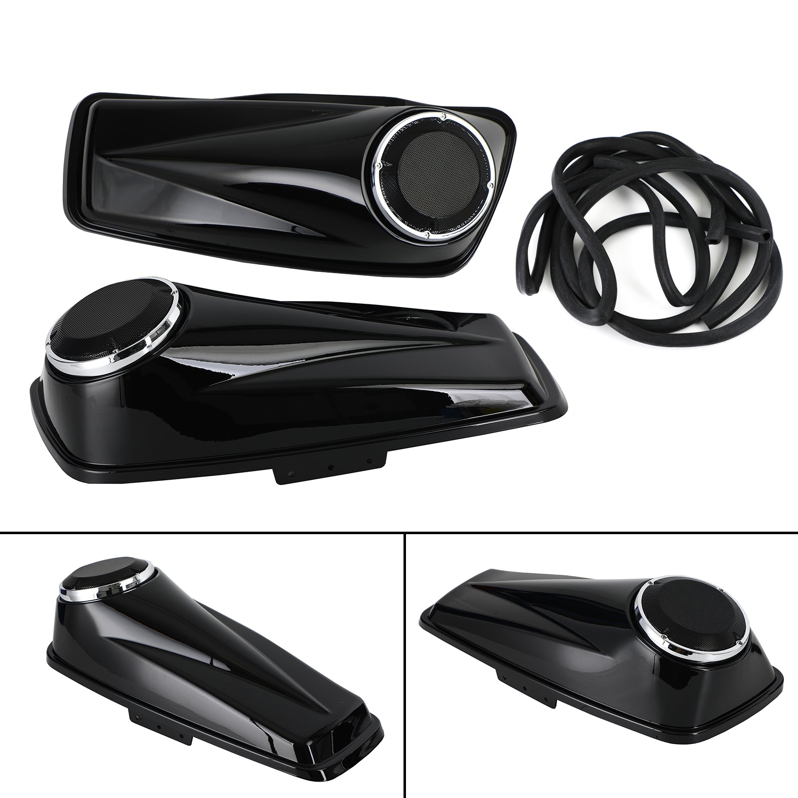 Tampa de alforje de 6,5 polegadas para Harley Touring Electra Street Glide 14-21, preta 6.5" Tampas de alto-falante para alforje para Harley Touring Road King Glide 2014-2021,6.5" Tampas de alforje pretas brilhantes para Harley Classic Glide 14-21
