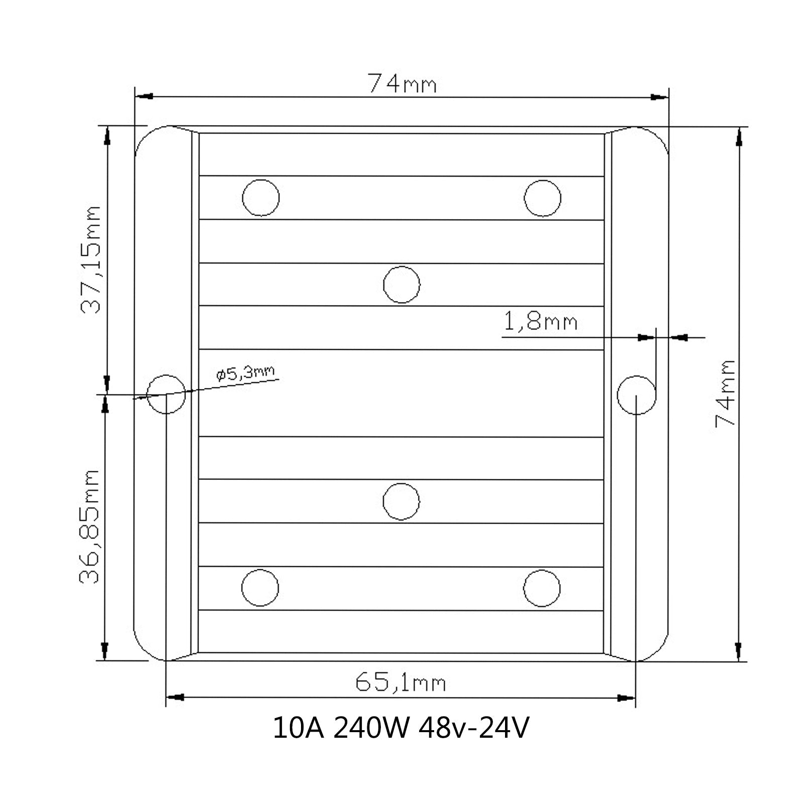 48V 10A Stig ner till 24V DC-DC-omvandlare Spänningsreducerande regulator 240W