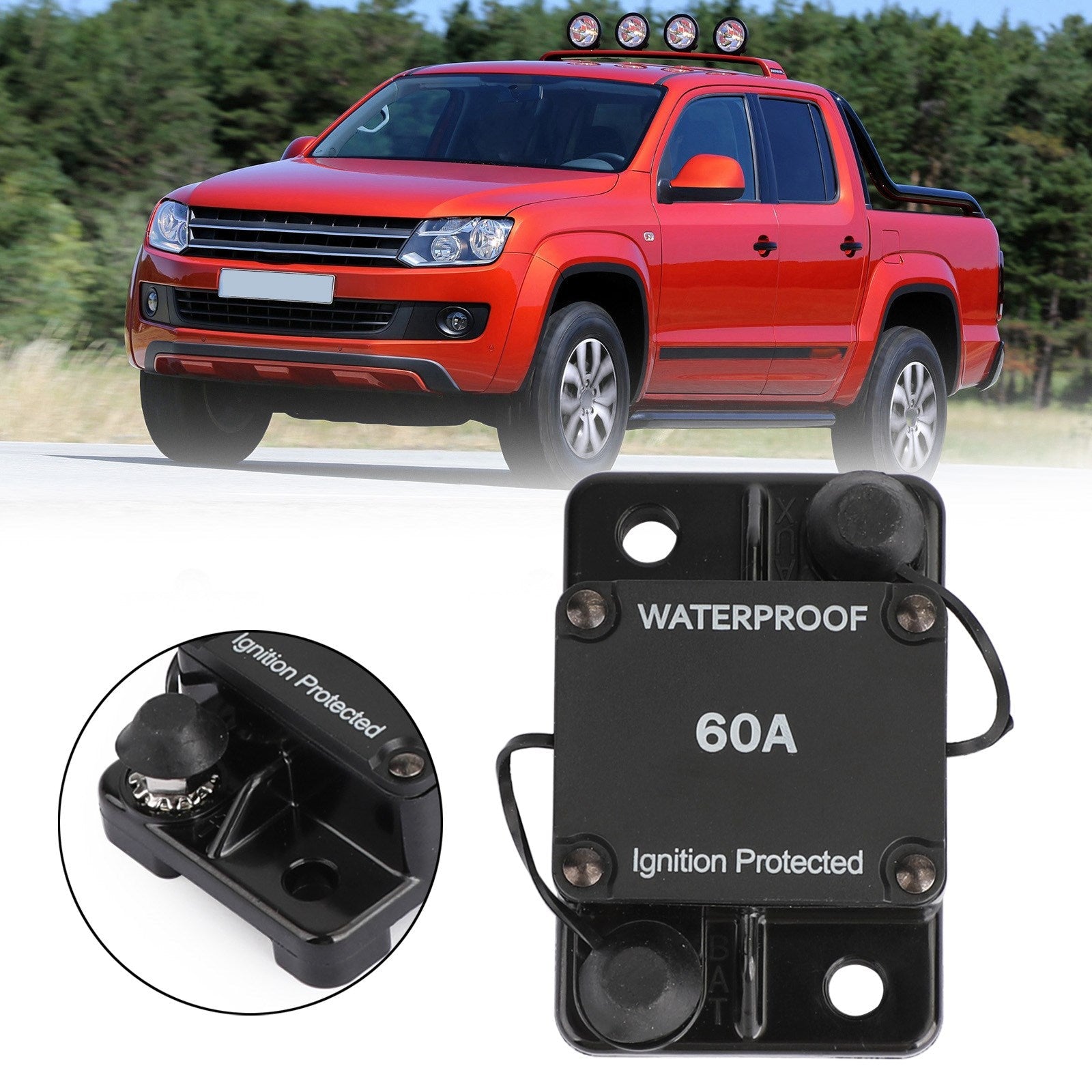 60A AMP Stroomonderbreker Zekering 12-48V DC Auto Boot Auto Reset Schakelaar IP67