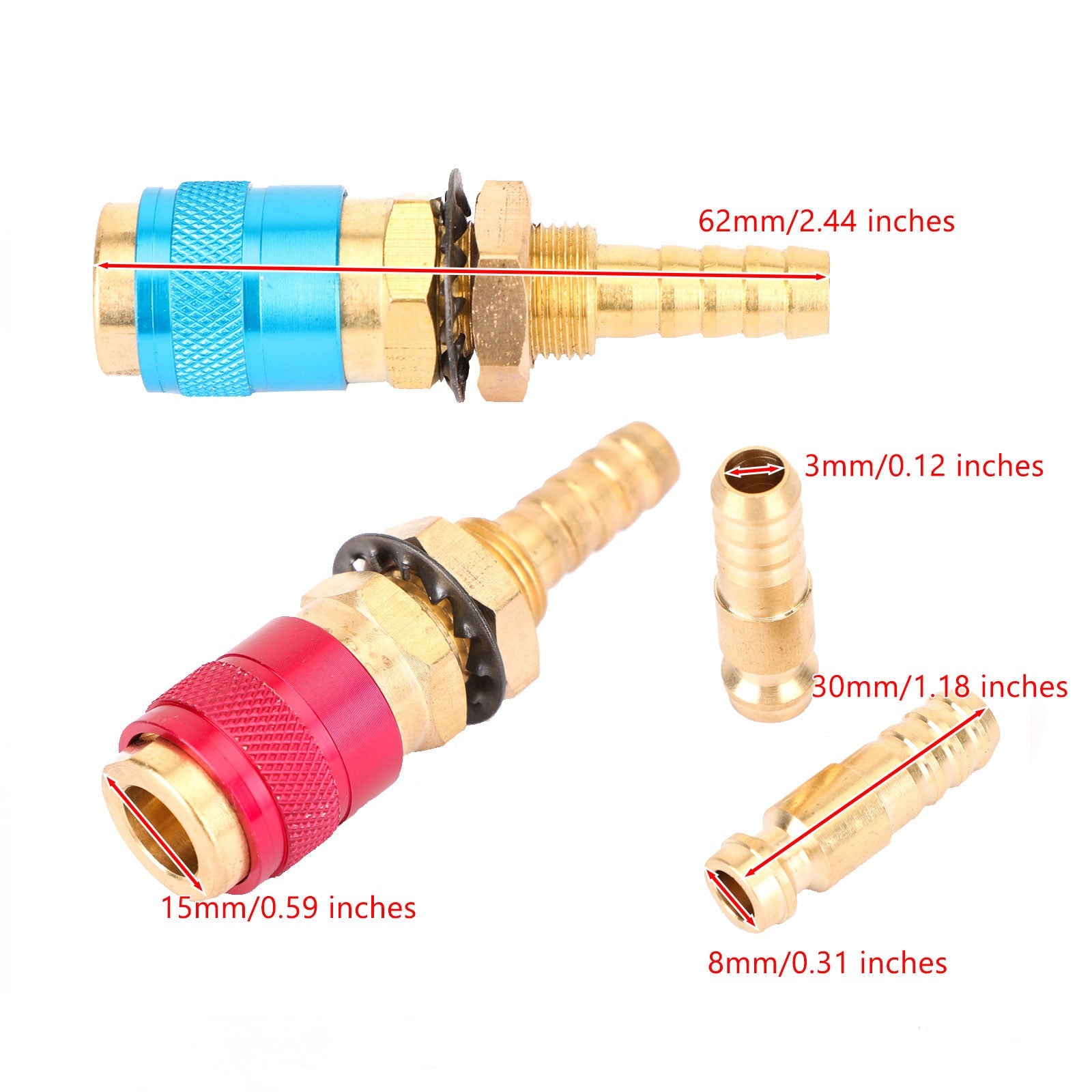 Vodou chladené & Plynový adaptér, rýchlospojka, prívod plynu, zvárací horák TIG