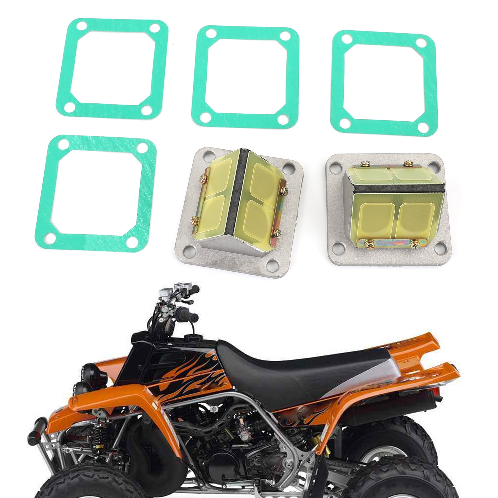 Reed Valve Cages + Reeds passer for Yamaha Banshee YFZ350 1987-2006 generisk