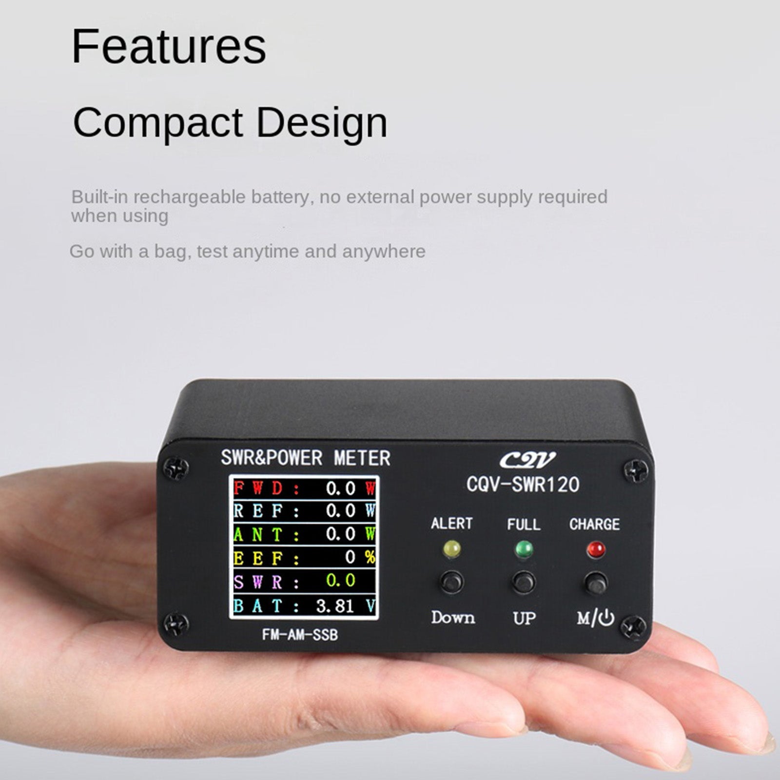 1,8 MHz-54 MHz staande golfmeter 240 * 240 Full Color LCD-scherm Vermogensmeter
