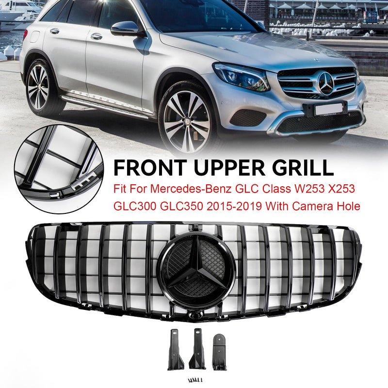Mercedes Benz GLC X253 C253 2015-2019 Front Bumper Grille Grill Gloss Black