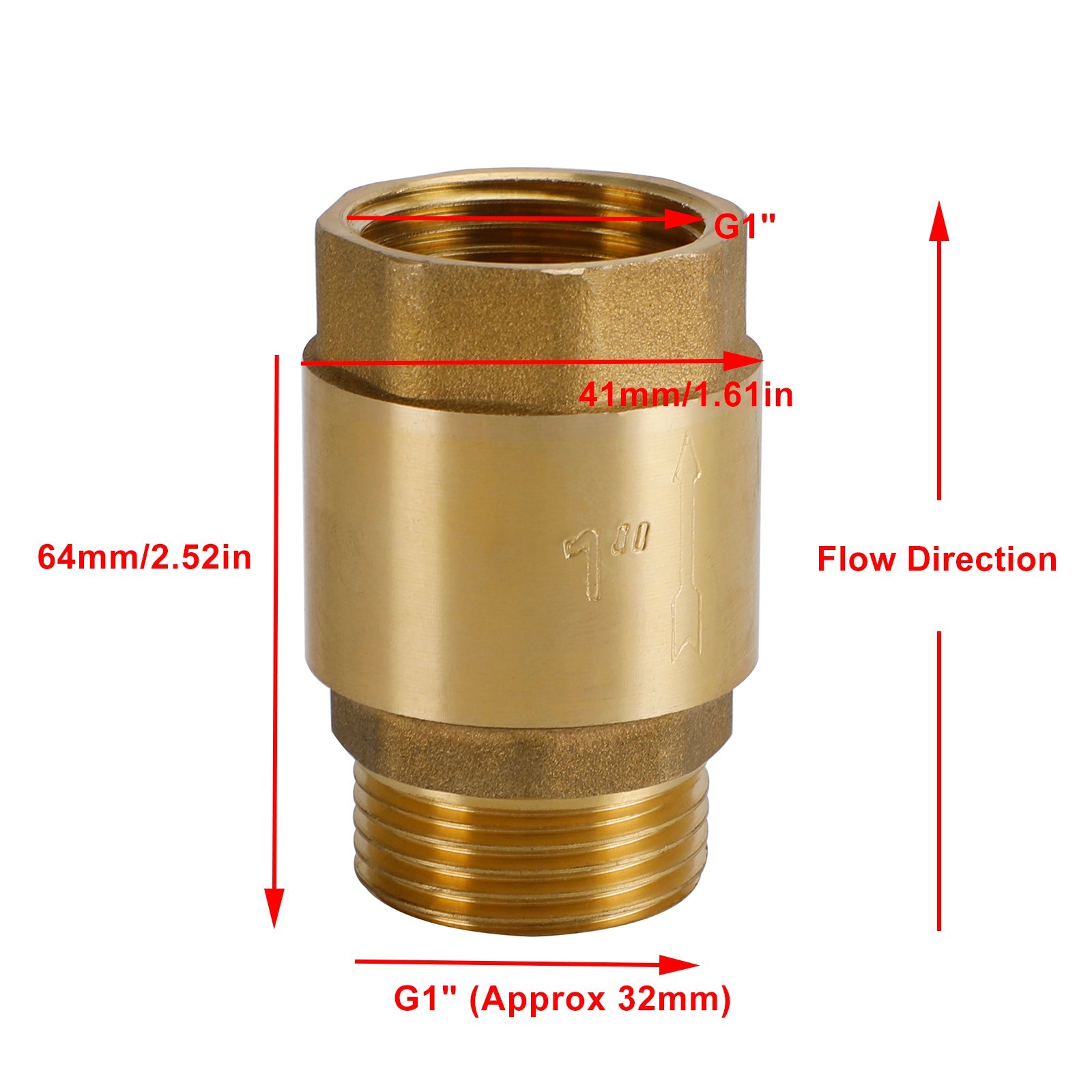 Válvula de retenção de latão G1/2" G3/4" G1" Prevenção de refluxo sem retorno com rosca M para F