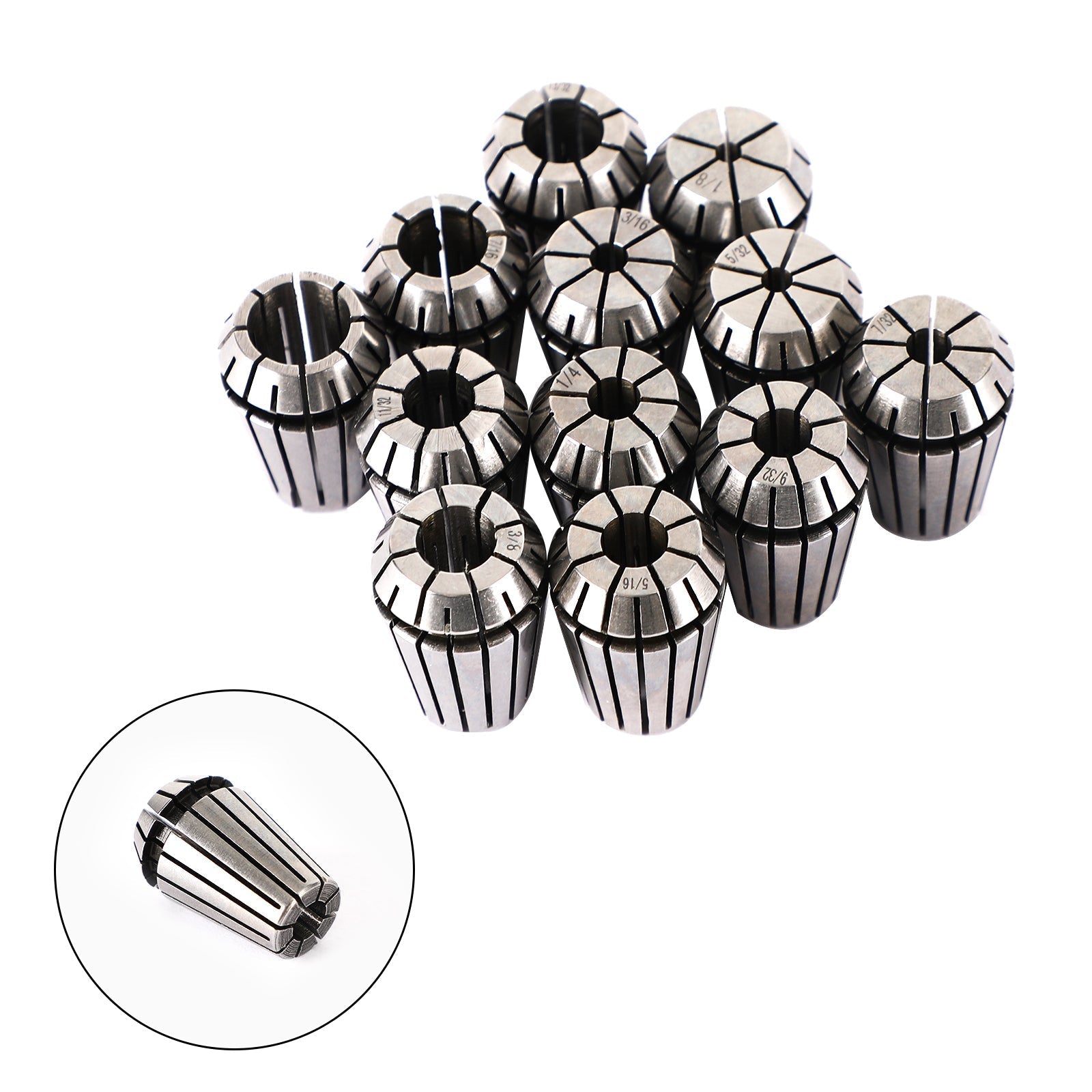 7pcs ER20 Spring Collet Set for CNC Milling dreiebenk verktøy Graveringsmaskinstål