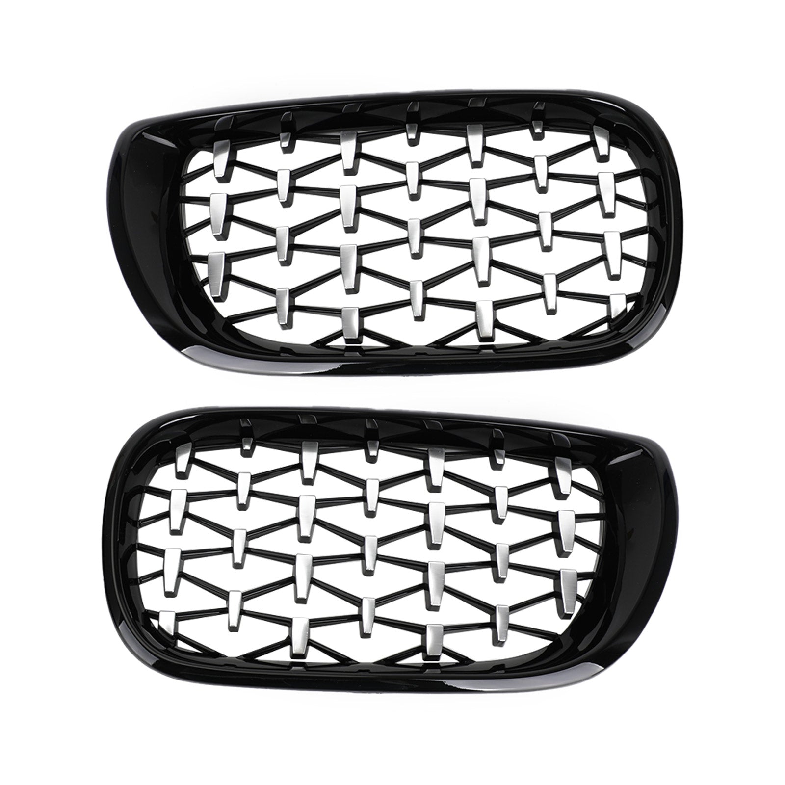 2002-2005 BMW E46 Sedan/Touring Facelift 4Dr Diamond Style Front Grille Zwart&Chroom/Chroom/Zwart Generiek