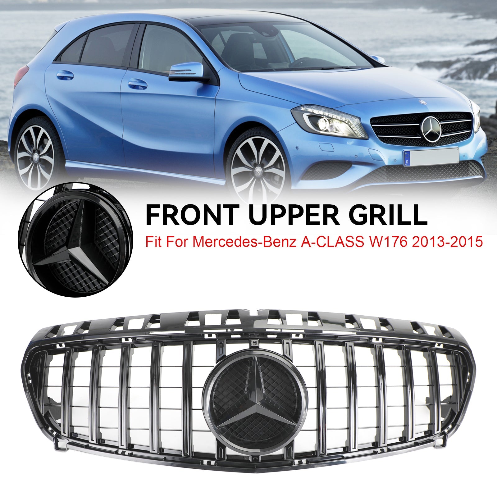 Mercedes-Benz A-KLASSE 2013-2015 W176 Glanzend zwarte voorbumpergrille