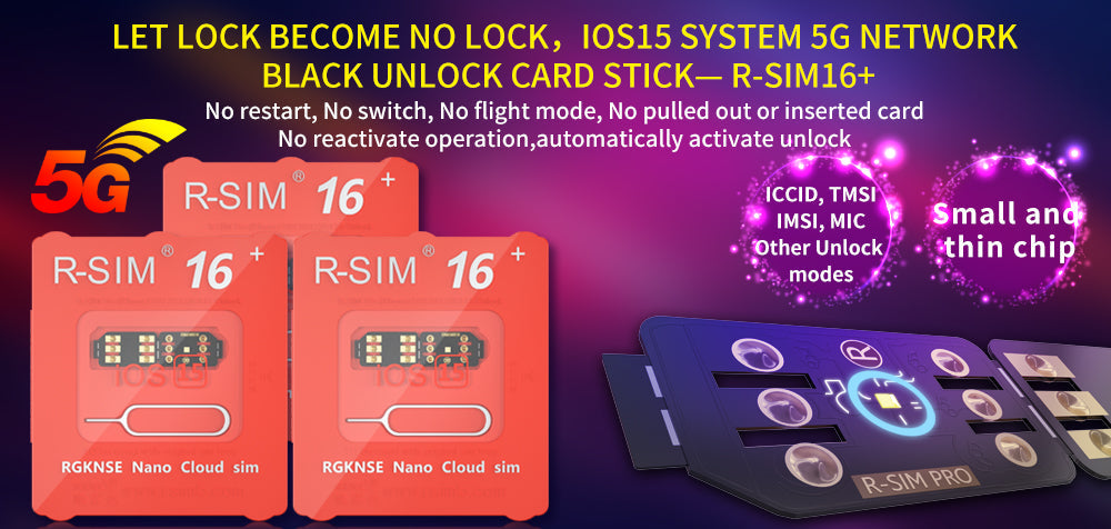 R-SIM 16+ Nano Lås opp RSIM-kort Fit for iPhone 13 Pro 12 Pro Max XS XR 8 iOS 15
