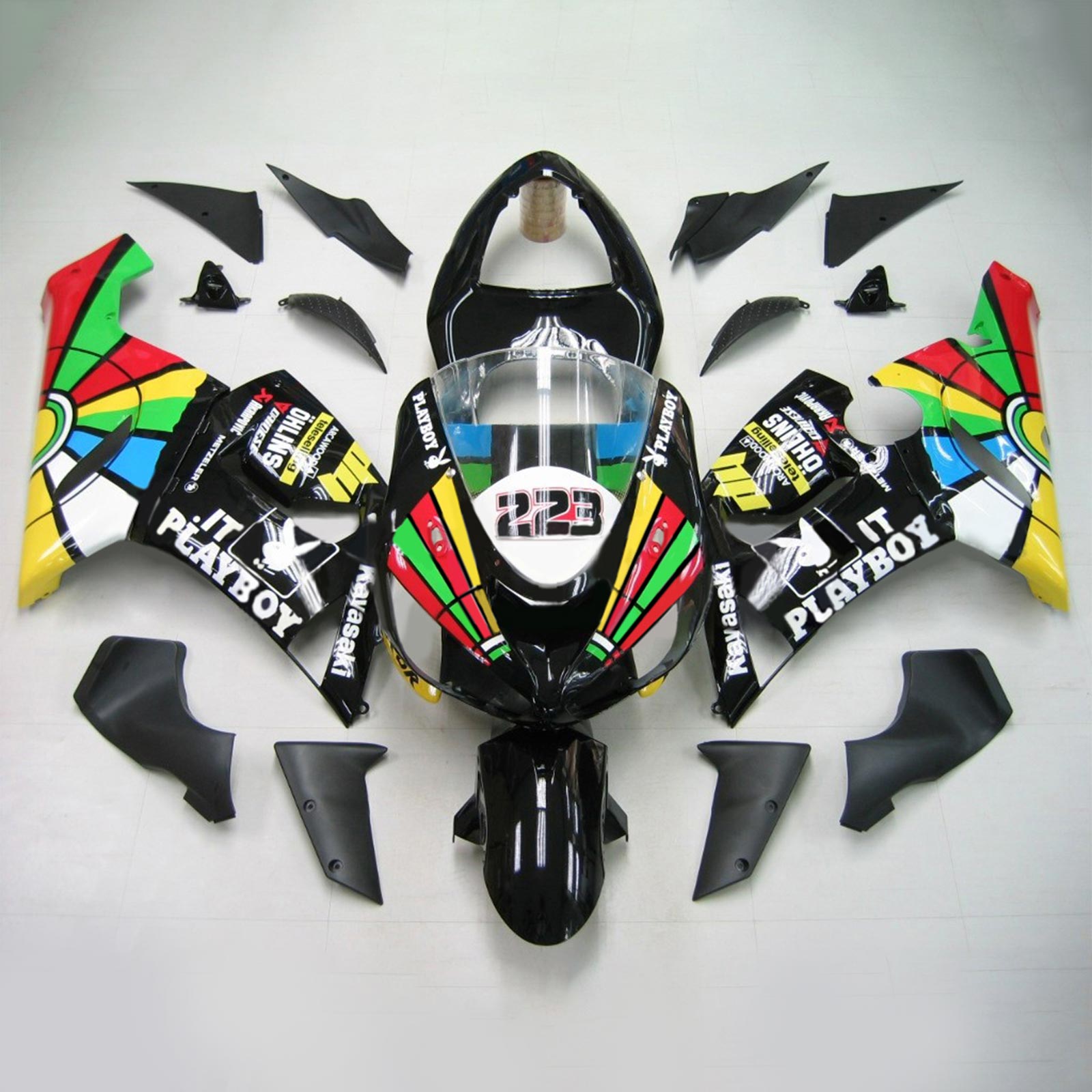 2005-2006 Kawasaki ZX6R 636 Kit de carenagem de injeção de AMOTOPT ABS PLÁSTICO DE PLÁSTICOS #112