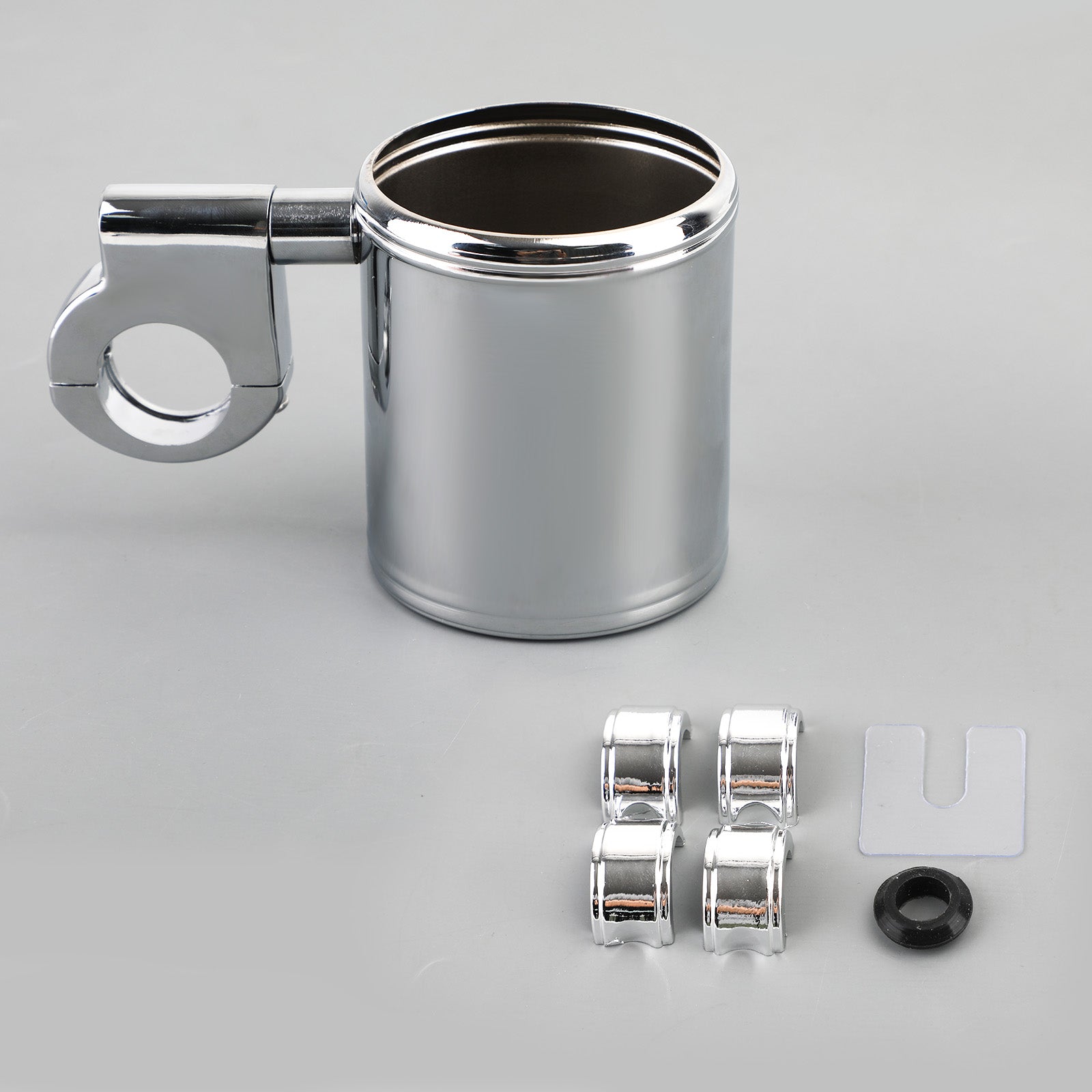 Krom mugghållare för motorcykel, ATV, passar för 7/8" 1" 1-1/4" Styre Universal Generisk