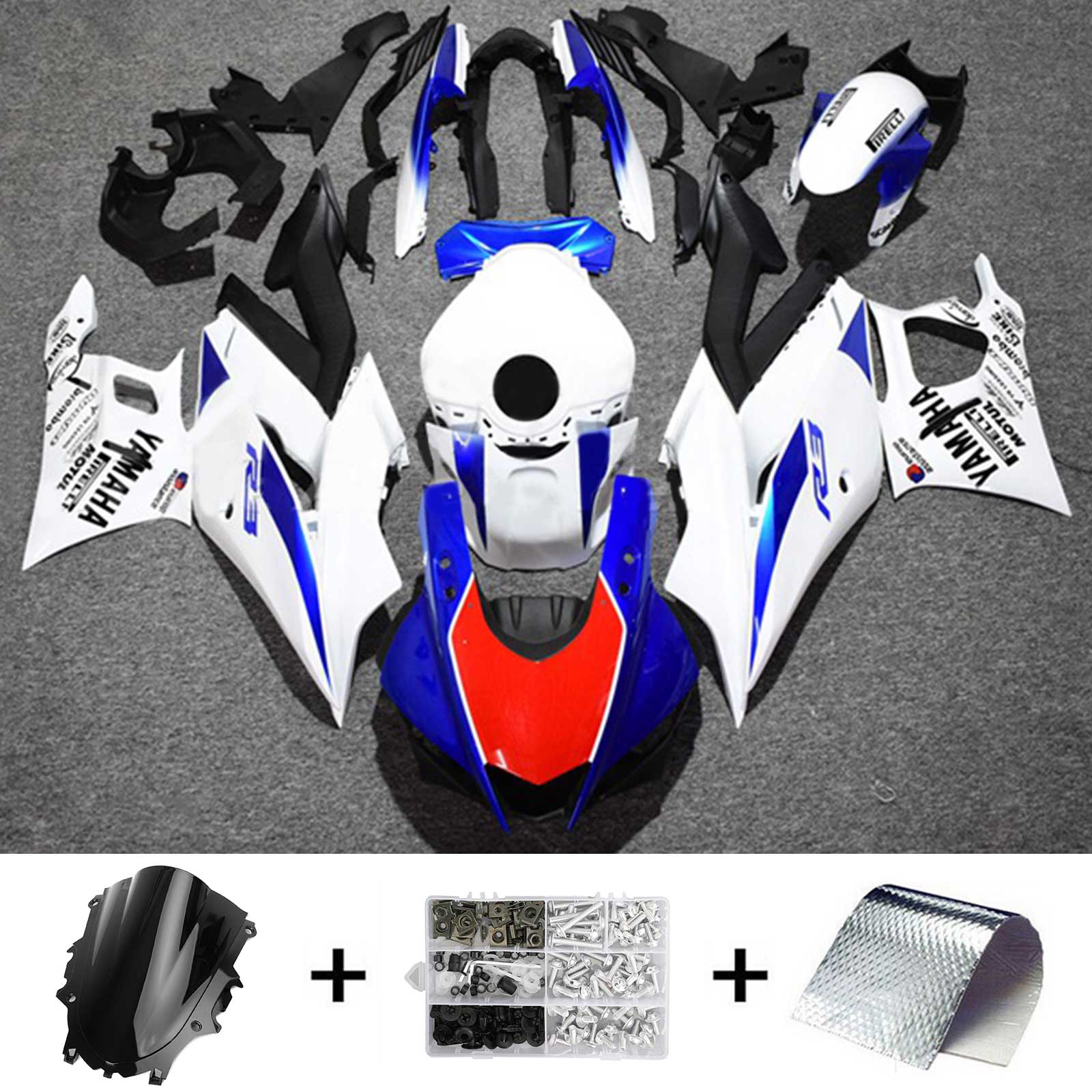 2019-2021 YAMAHA YZF-R3 R25 Amotopart Injection Fairing Kit Bodywork Plastic ABS #128