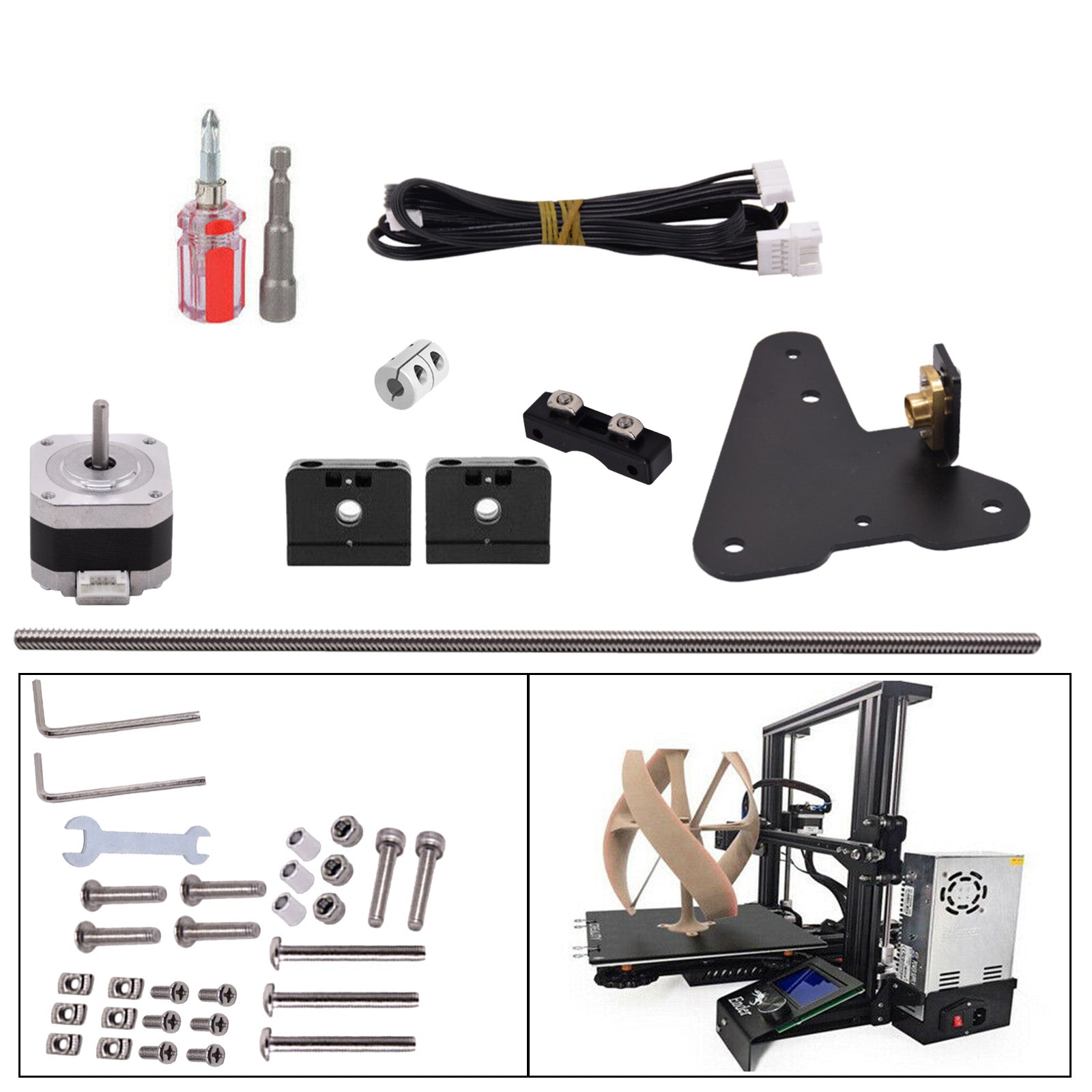 Accesorios para impresora 3D Ender-3 V2 3/3S/3pro Kit de actualización de tornillo de doble eje Z