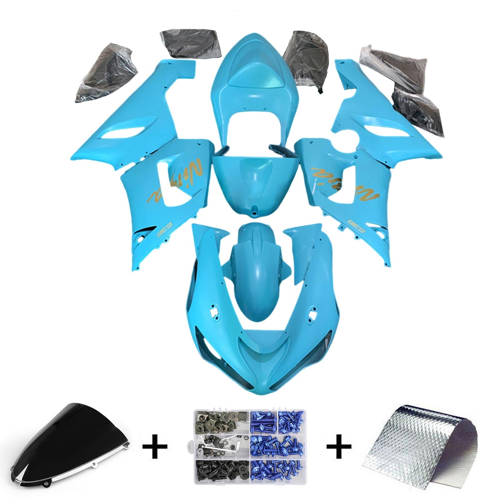 2005-2006 Kawasaki ZX6R 636 Kit de carénage carrosserie plastique ABS
