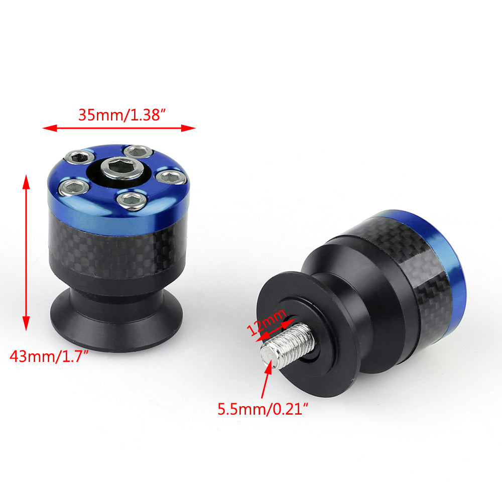 Universal Motorcycle CNC Carbon Fiber 6mm Swingarm Slideers Spools