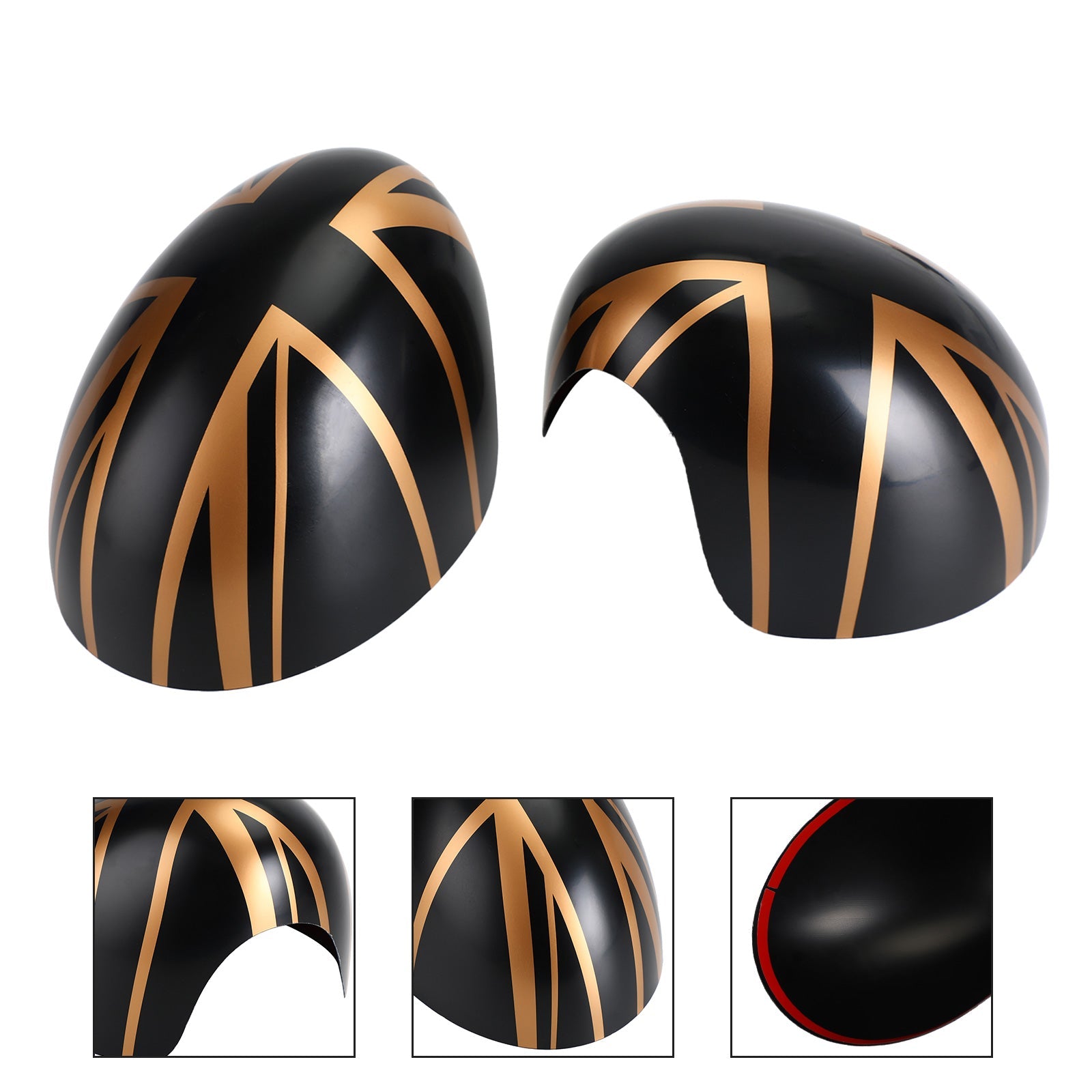 Britse vlag achteruitkijkspiegelafdekking voor MINI Cooper Hardtop F55 F56 zwart/goud