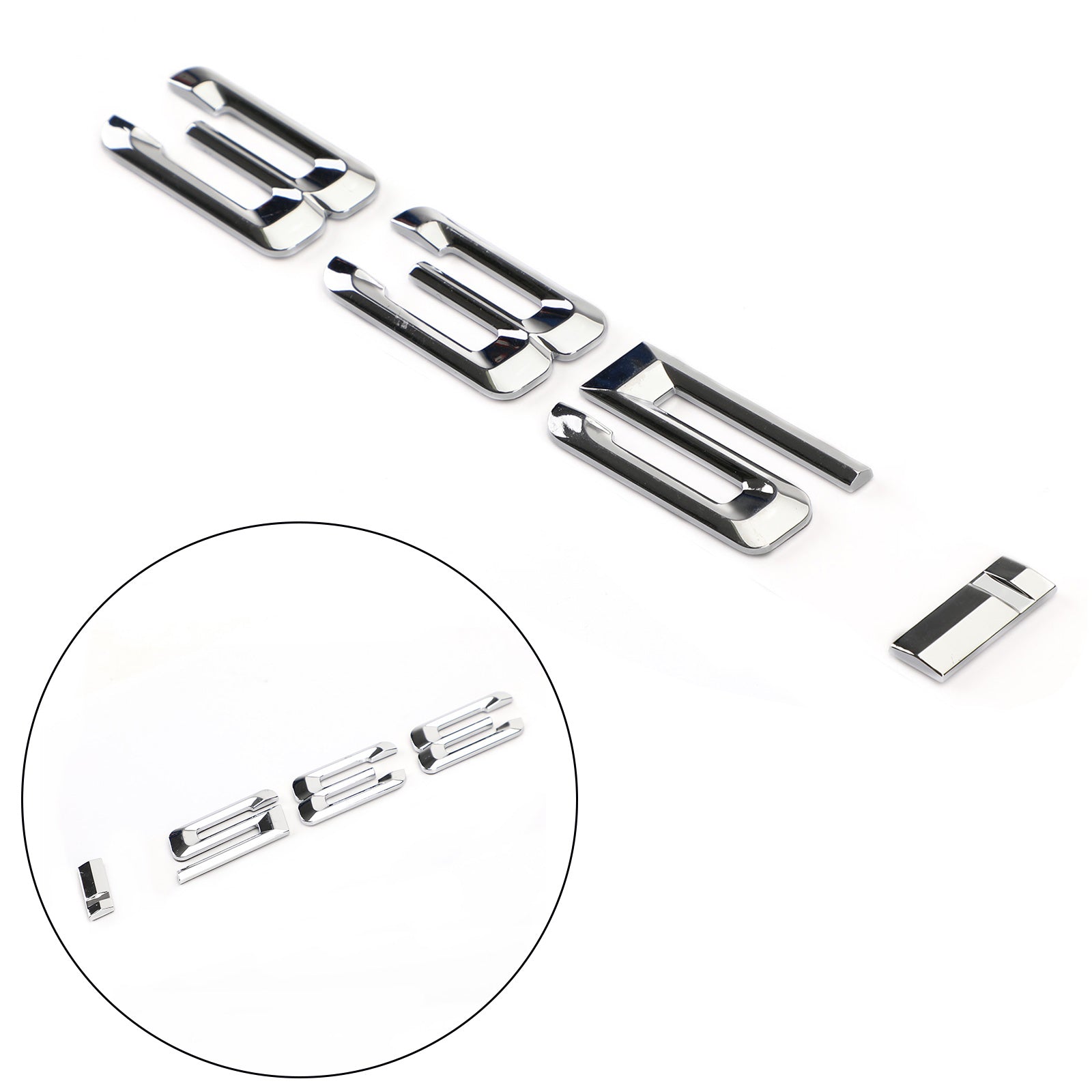 Bakre bagageutrymme Badge Emblem Numbers Letter Decal 335 I Fit 335i Chrome Generic