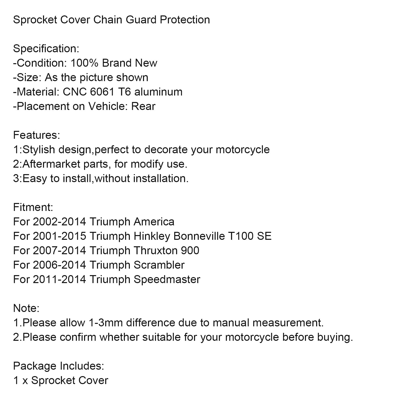 SPOCKNING Kedjeskedjeskydd för Hinkley Bonneville Thruxton Generic