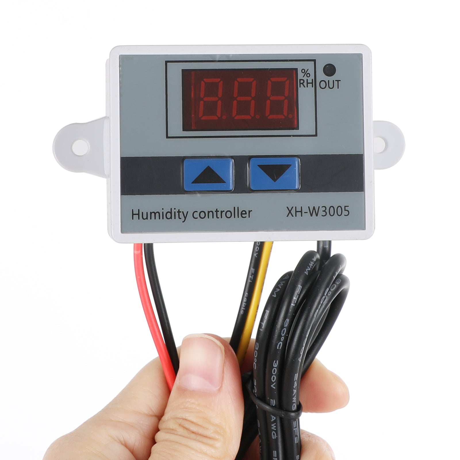 XH-W3005 Controlador de humedad digital con higrómetro y interruptor de 12 V, 24 V y 110-220 V