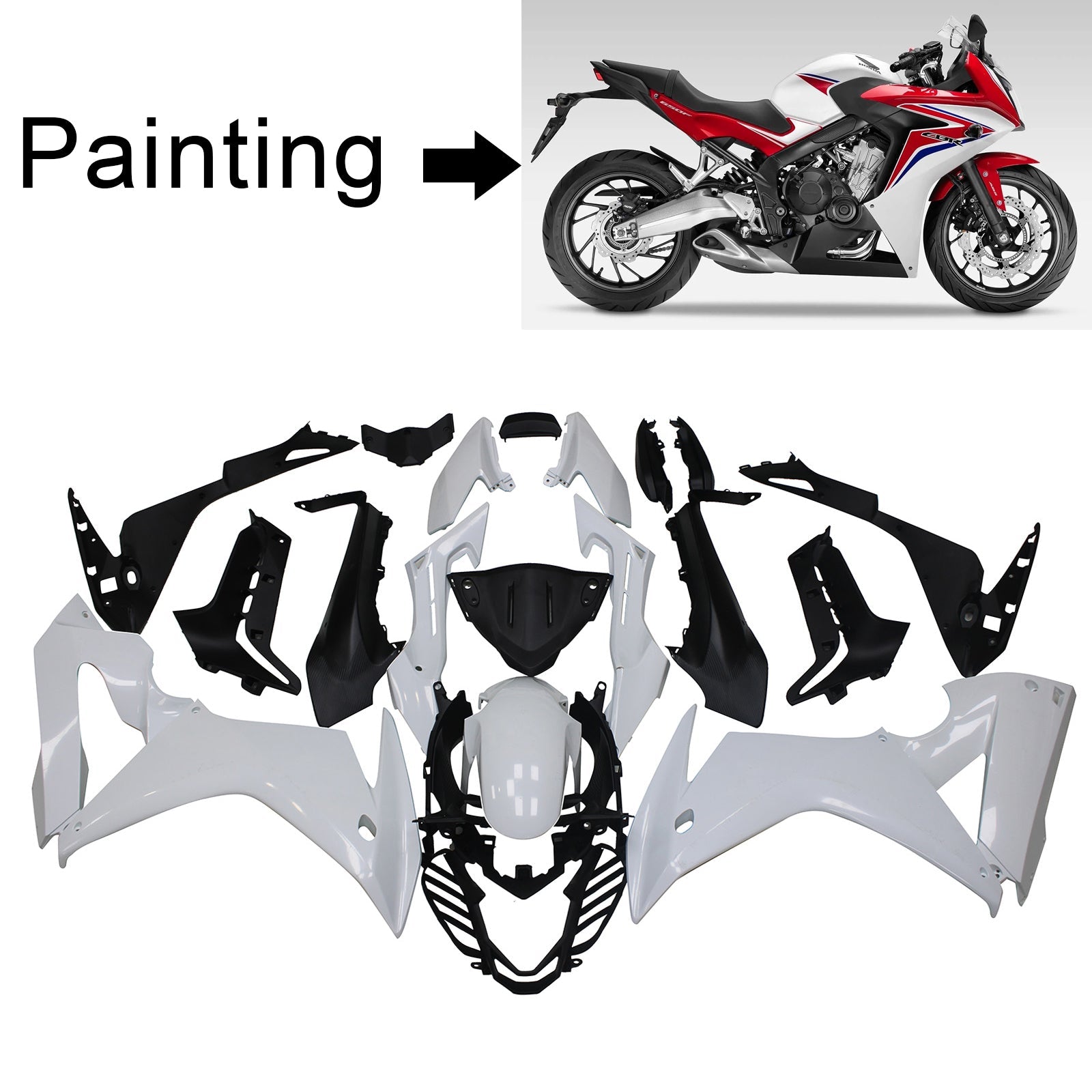 2014-2019 Honda CBR650F Kit de carénage d'injection Amotopart carrosserie plastique ABS #102