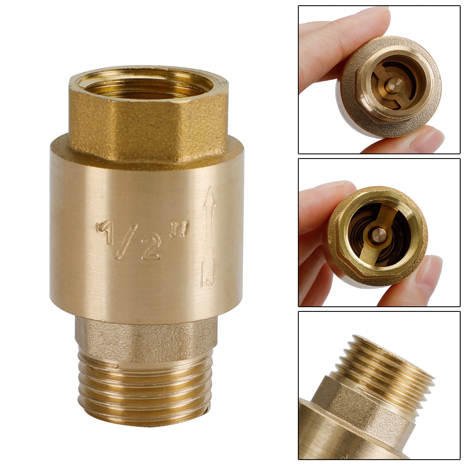 Válvula de retenção de latão G1/2" G3/4" G1" Prevenção de refluxo sem retorno com rosca M para F
