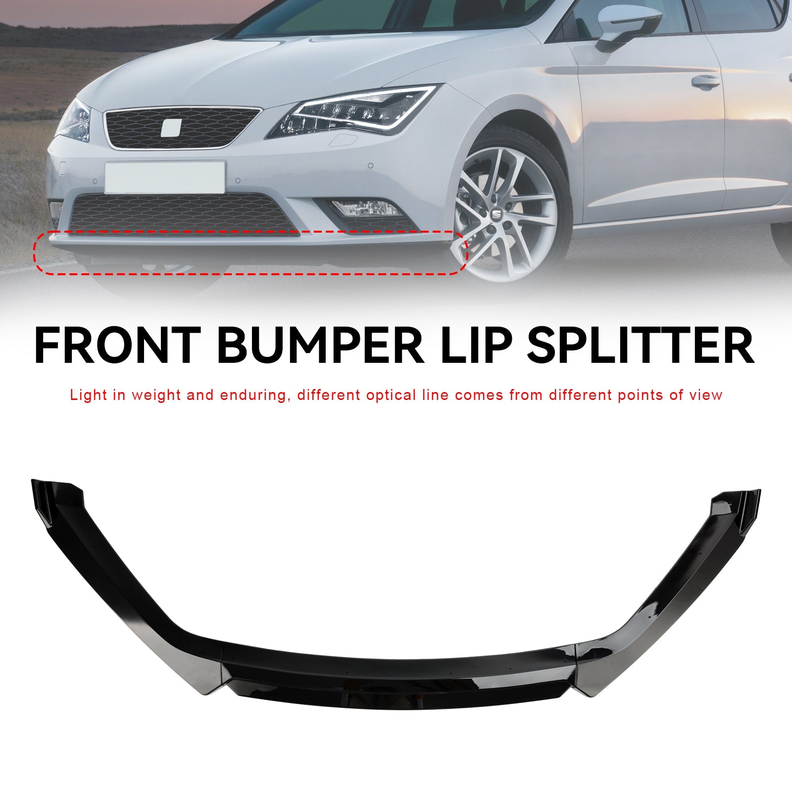 2012-2020 Seat Leon 5F Glanzend zwarte voorspoiler Lipprestaties