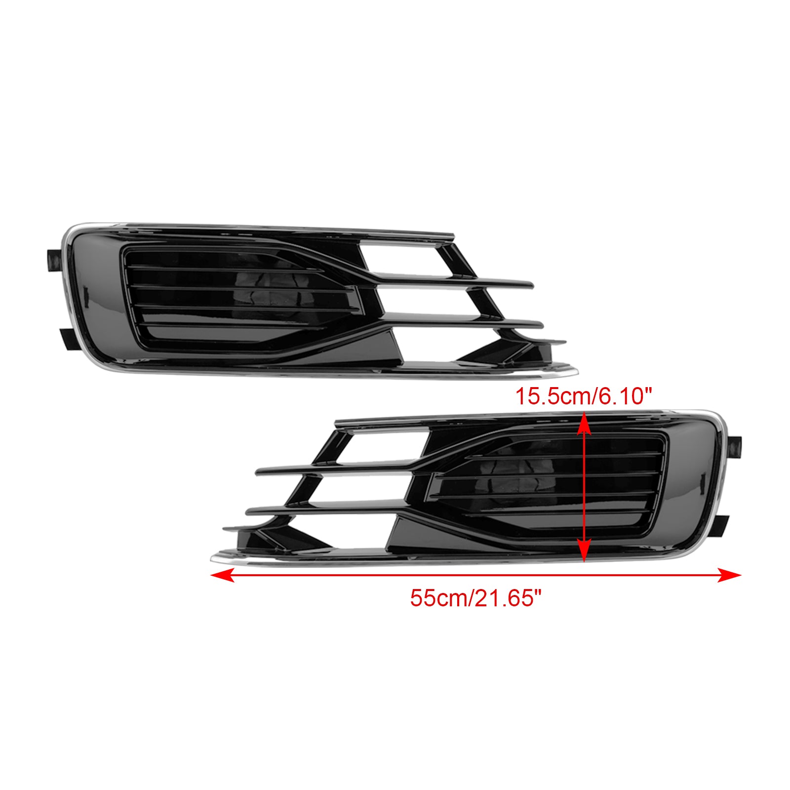 2014-2018 Audi A6 C7 2st Front Bumper Foglight Cover Grill Black Chrome