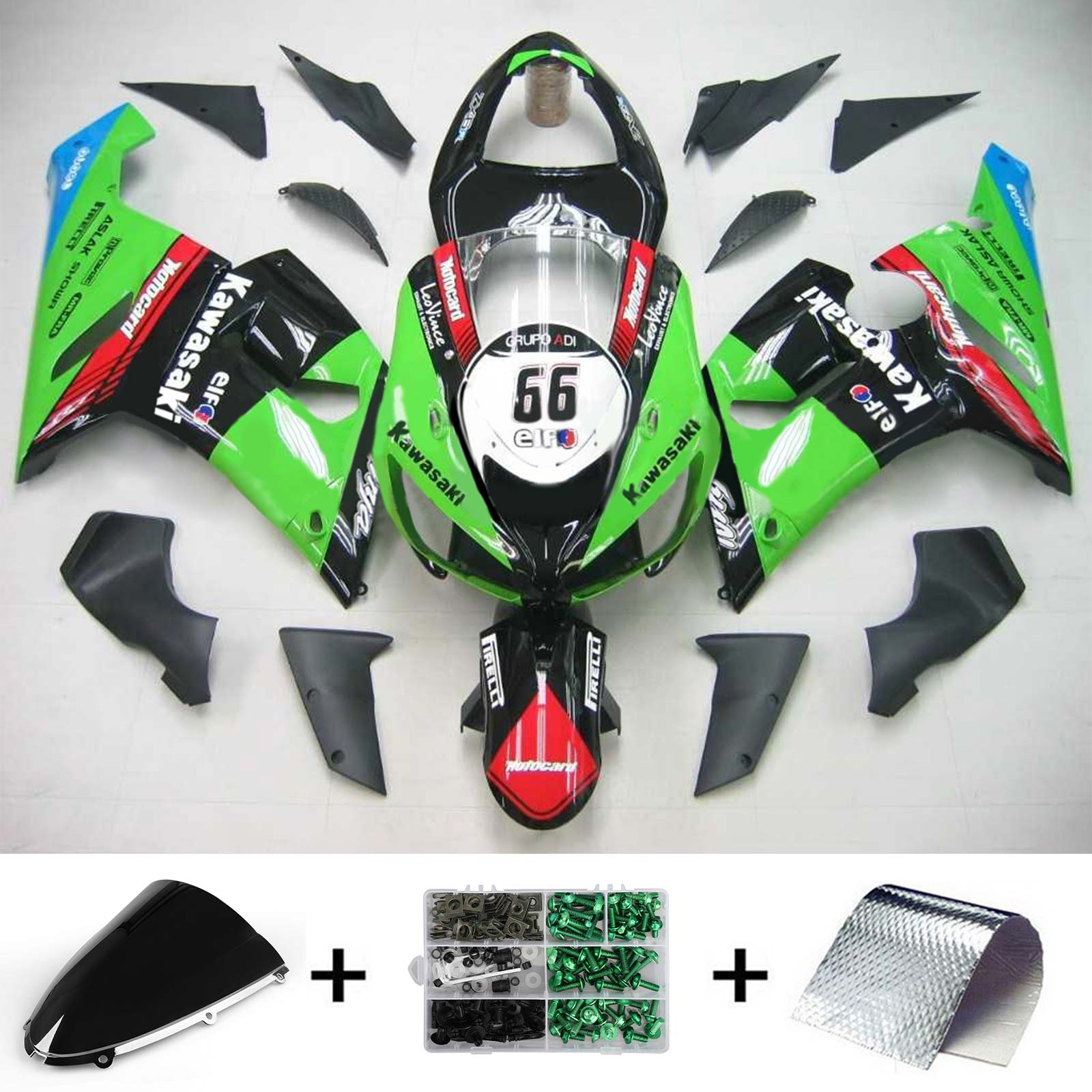 2005-2006 KAWASAKI ZX6R 636 AMOTOPART INJEKTION FAIRING KIT BOODYWORK ABS #123