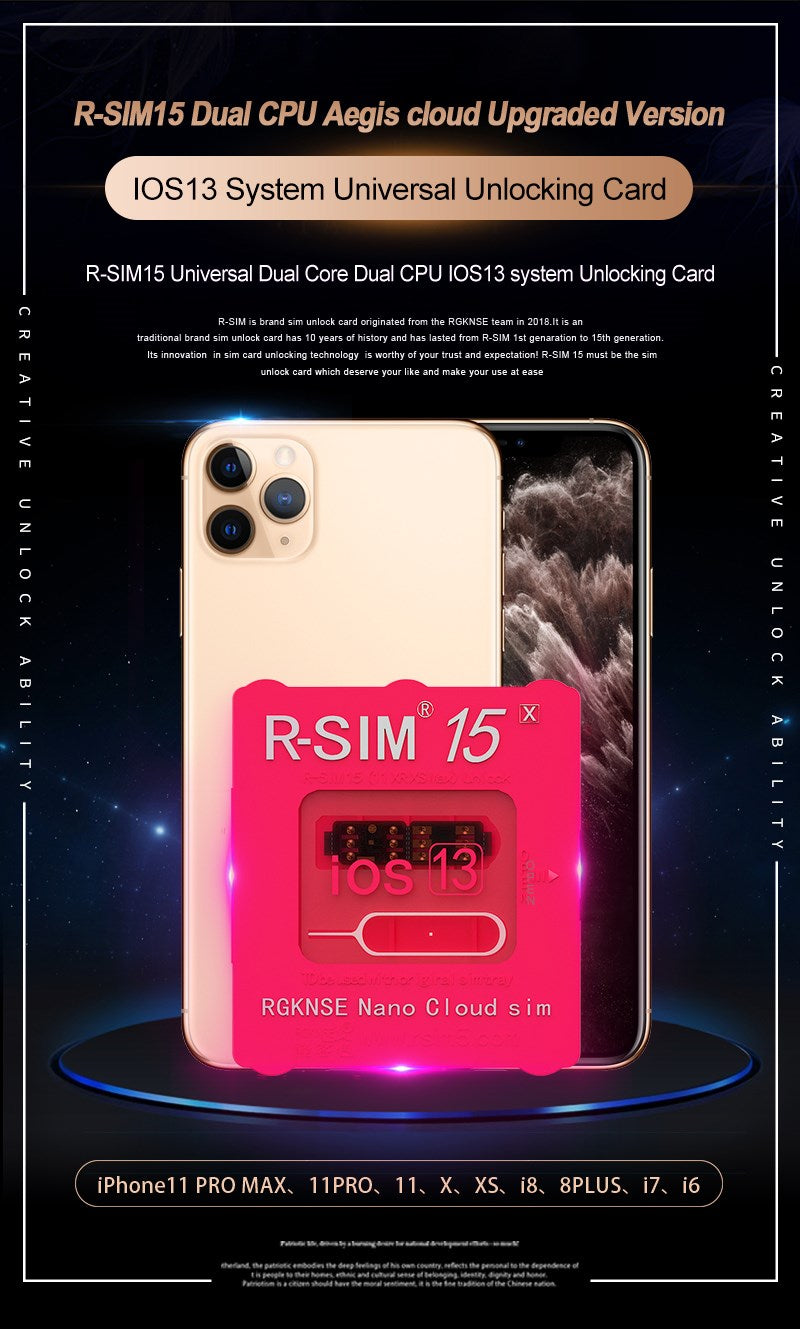 Uppgradera RSIM-15 Nano Unlock Card för iPhone 13 Pro X Xs Max 8 iOS 14.7