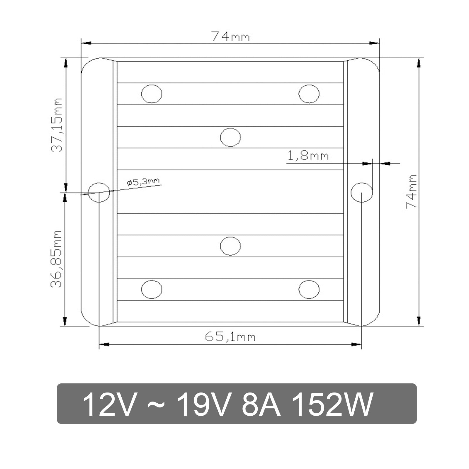 12V till 19V 8A 152W DC-DC Boost Step Up Power Converter Spänningsregulatormodul