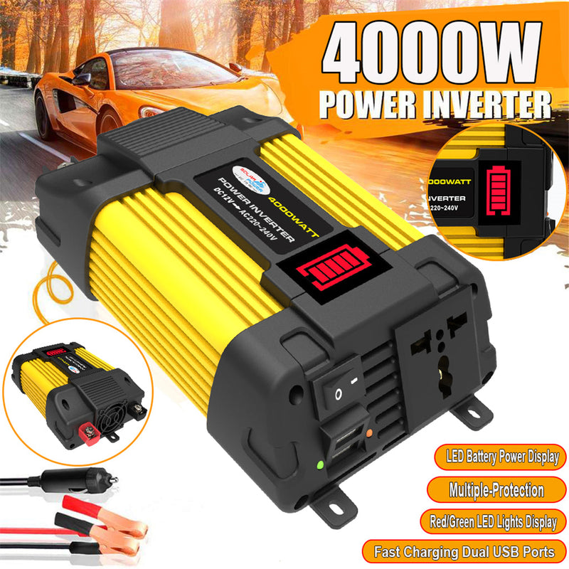 4000W Car Power Pure Sine Wave Inverter w LED Display DC 12V To AC 220V Inverter