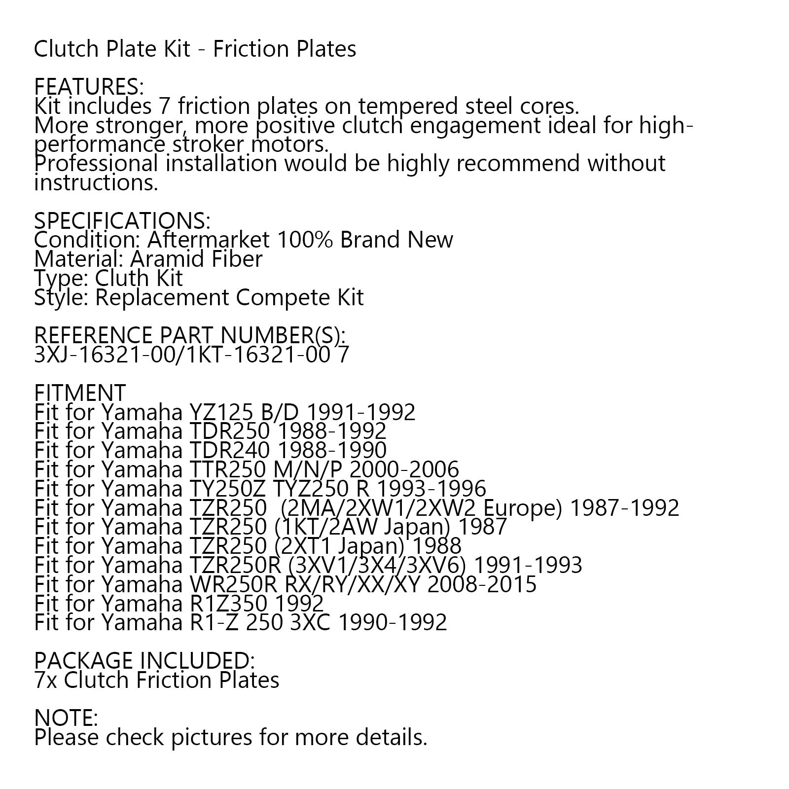 Sada súpravy TDR250 TDR240 TZR250 WR250R YZ125 generický