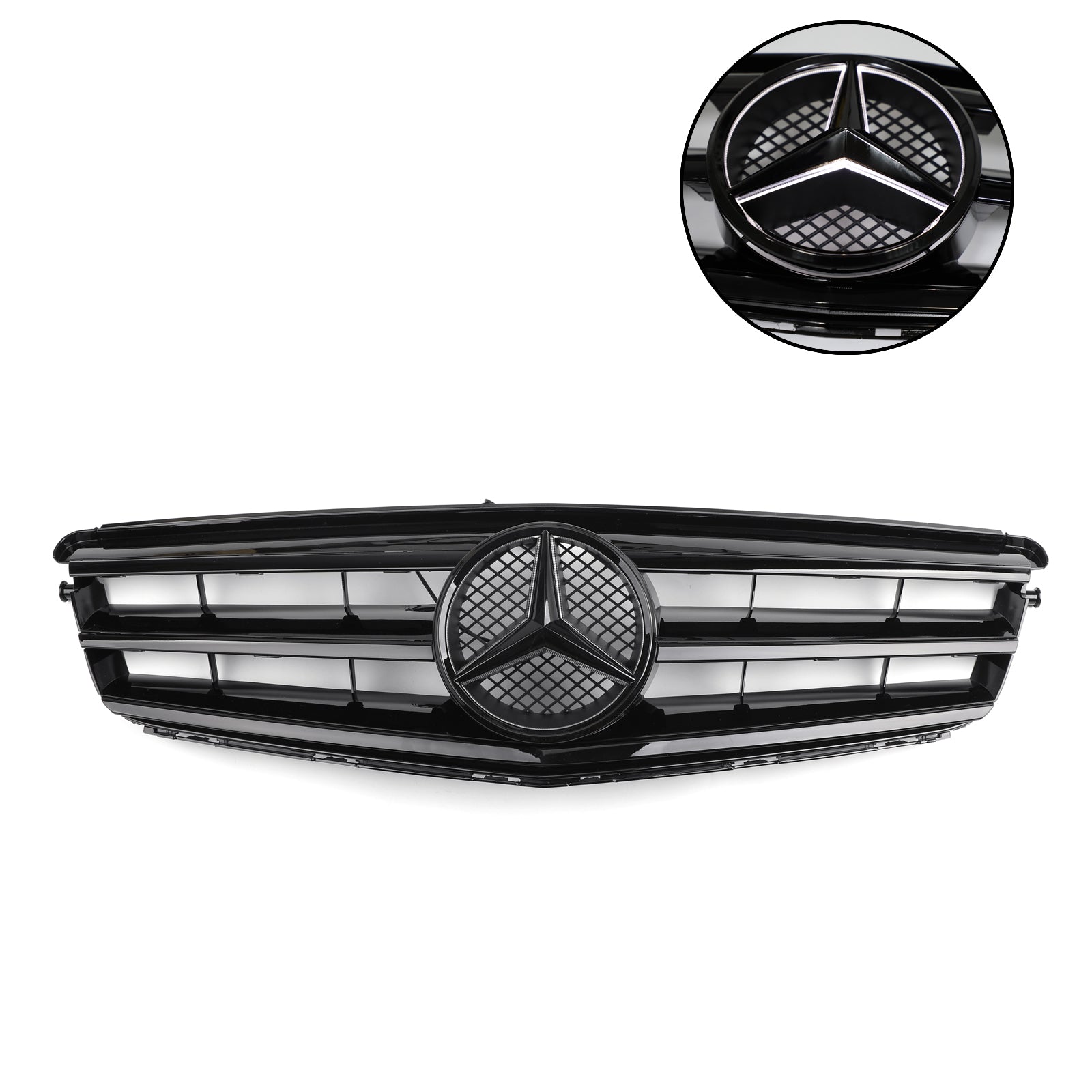 Benz Classe C 2008-2014 W204 Grille de pare-chocs avant noire générique avec emblème LED C300/C350