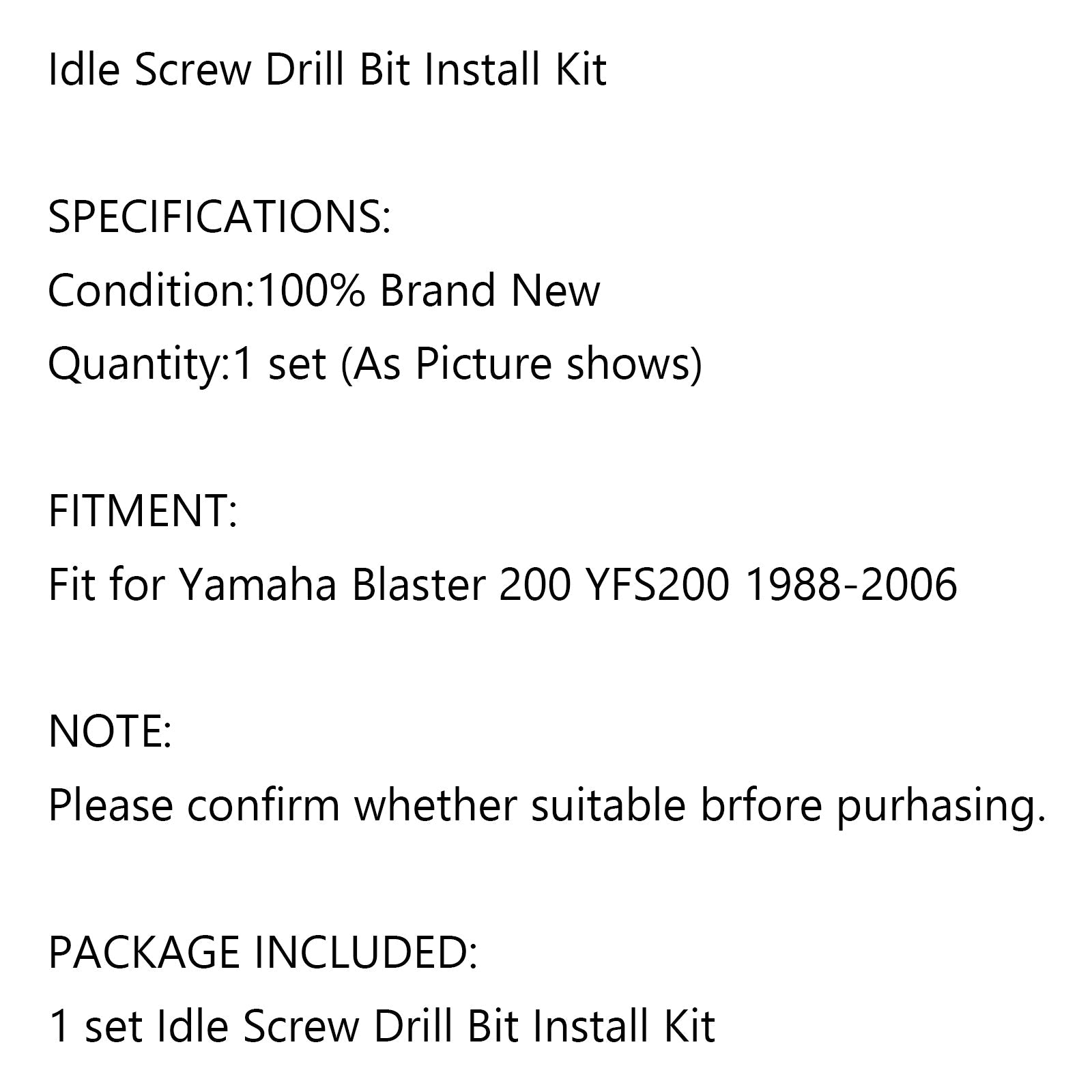 Tomgangsskrue drill bit installasjonssett passform for yamaha blaster 200 yfs200 1988-2006 generisk