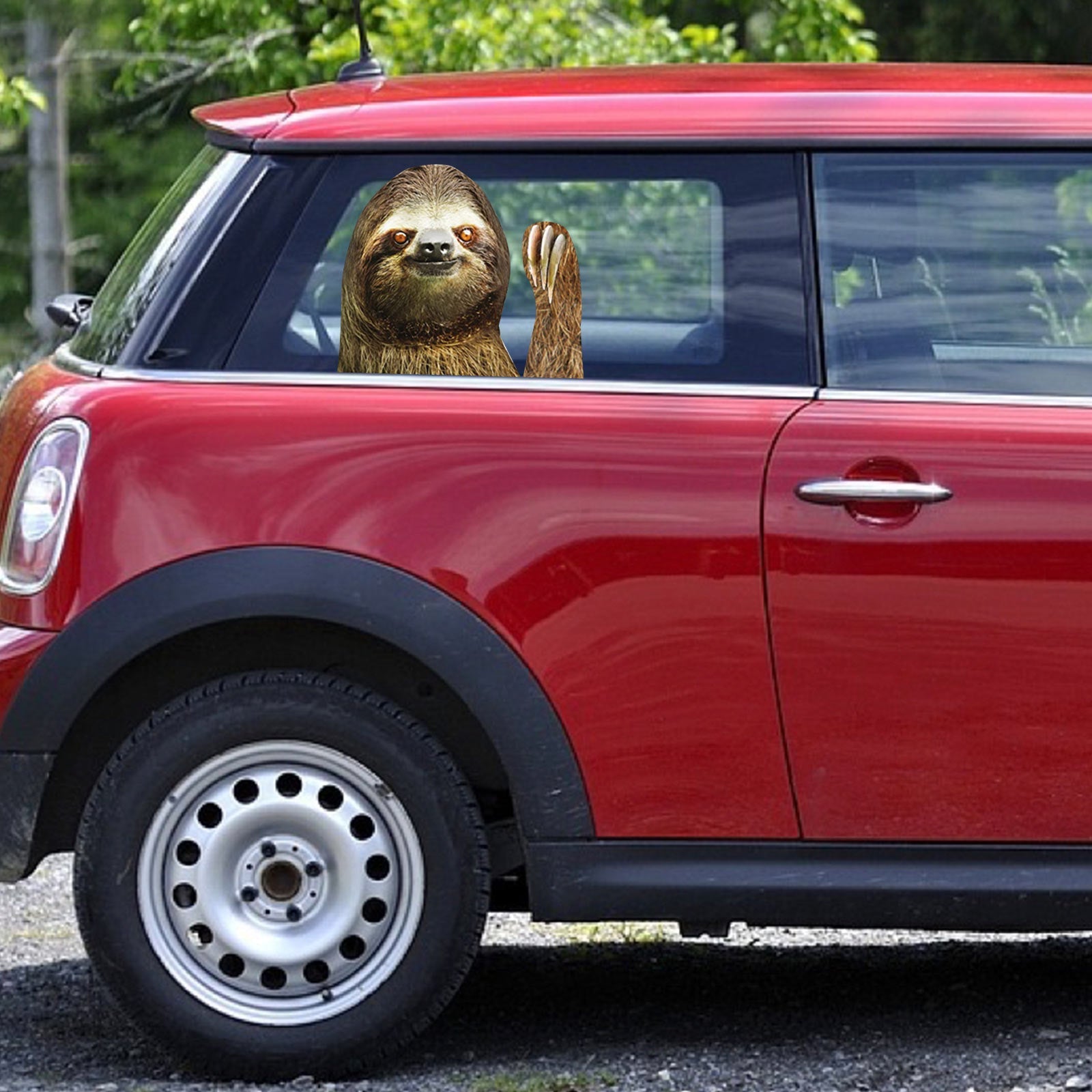 Autocollant de fenêtre de voiture taille personne côté passager droit paresseux agitant drôle universel générique