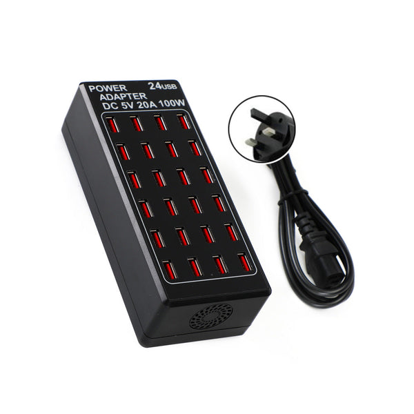 High Quality 24-Port USB Charging Station Fast Universal Compatibility Safe and Reliable UK Plug Great Value