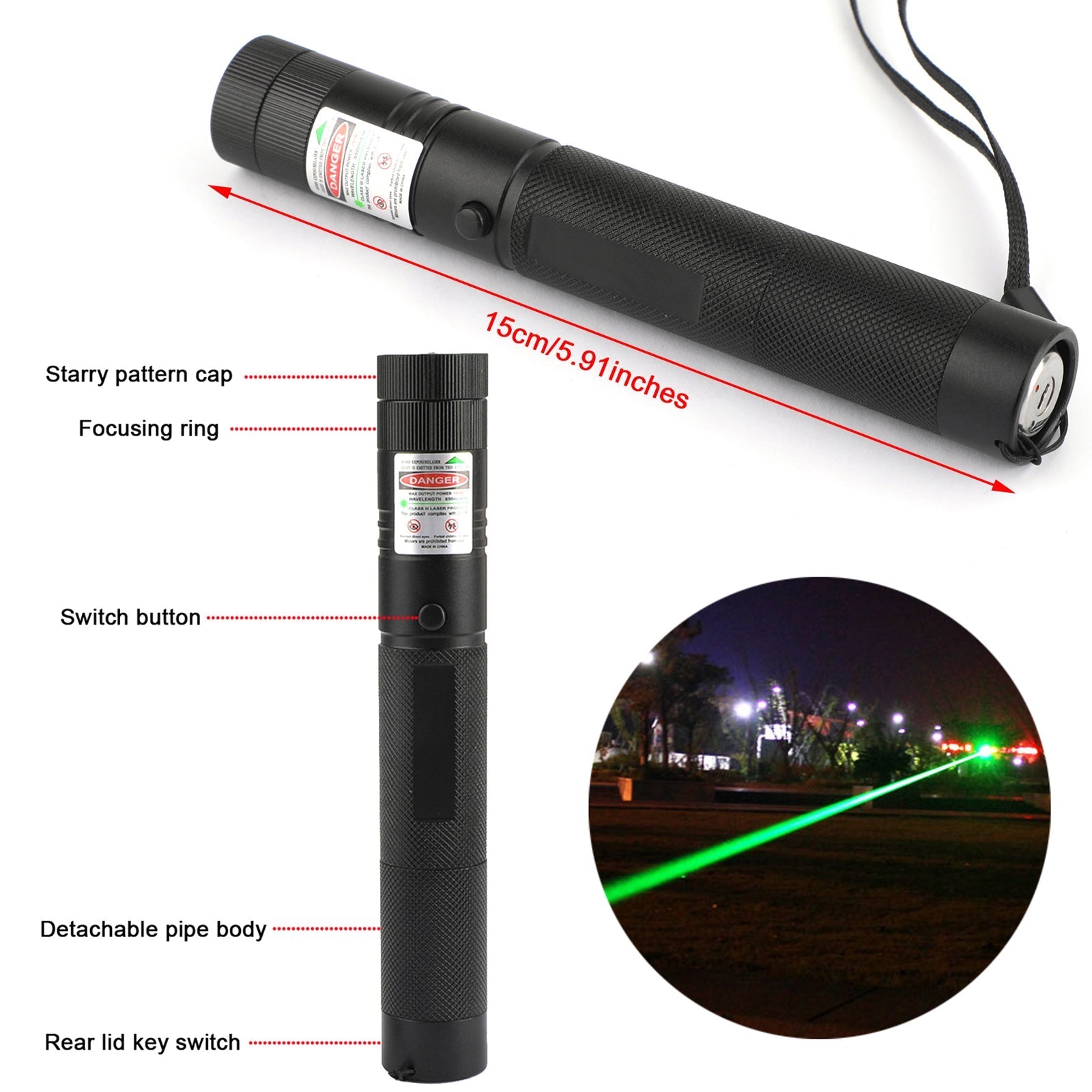 High-Quality Lightweight Green Laser Pen 532nm Long-Lasting 18650 Battery Easy-to-Use Switch Ideal for Presentations Kids Fun