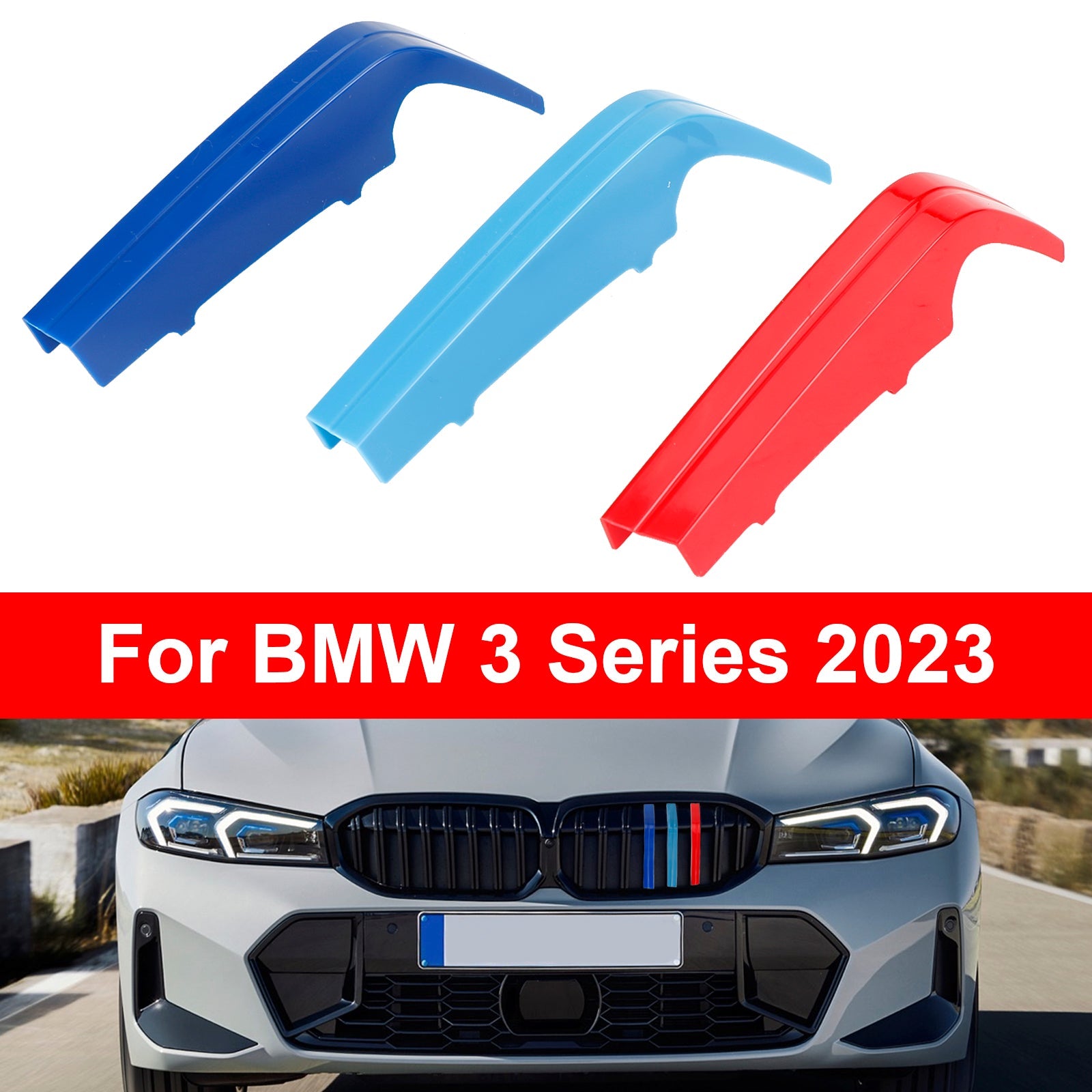 BMW 3-serie 2023 driekleurige grille grillafdekstrips clipversiering