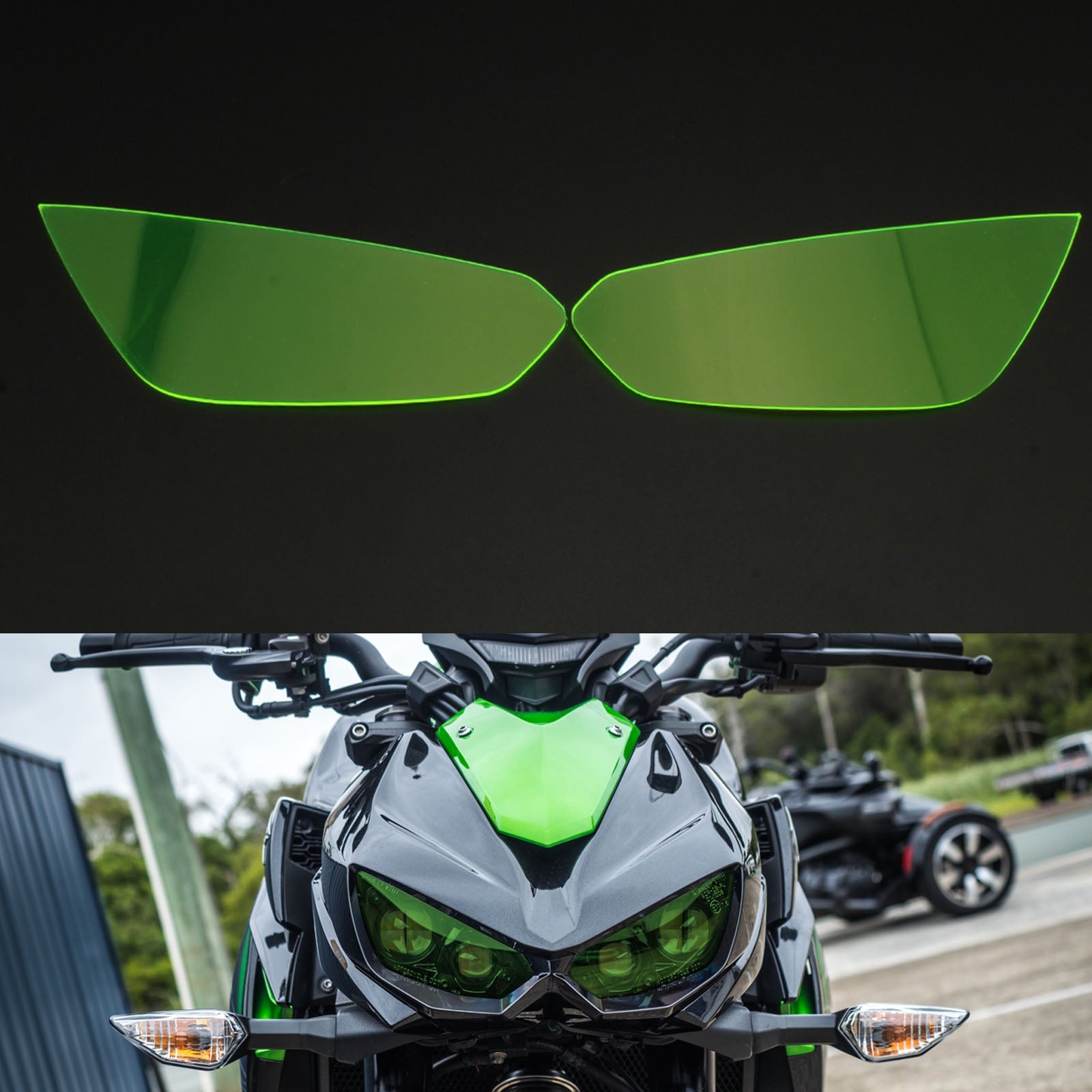 Protector de lente de faro delantero para Kawasaki Z1000 Z1000R 14-21, humo genérico