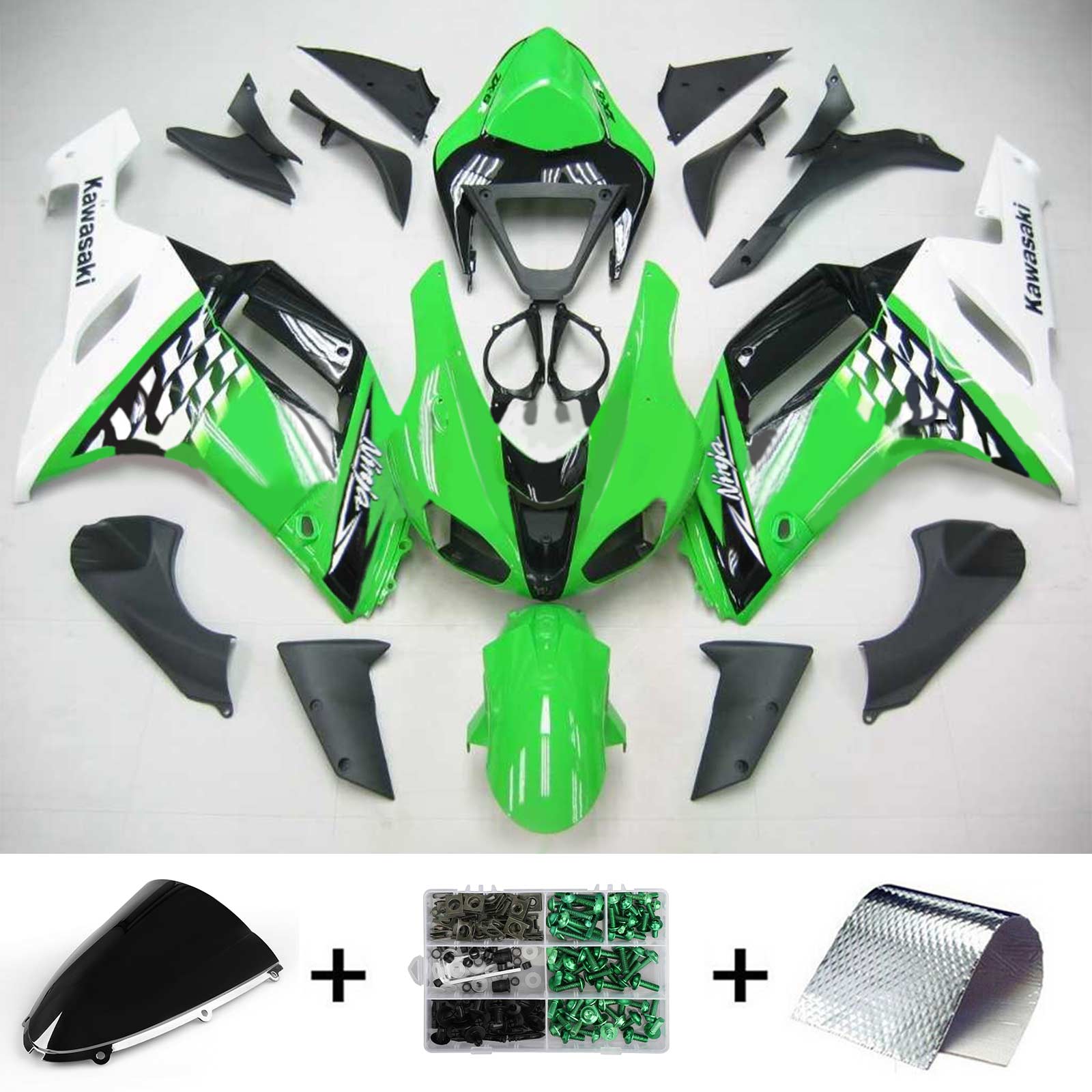 2007-2008 Kawasaki ZX6R 636 Amotopart Injeksjon Fairing Kit Bodywork Plastic ABS #103
